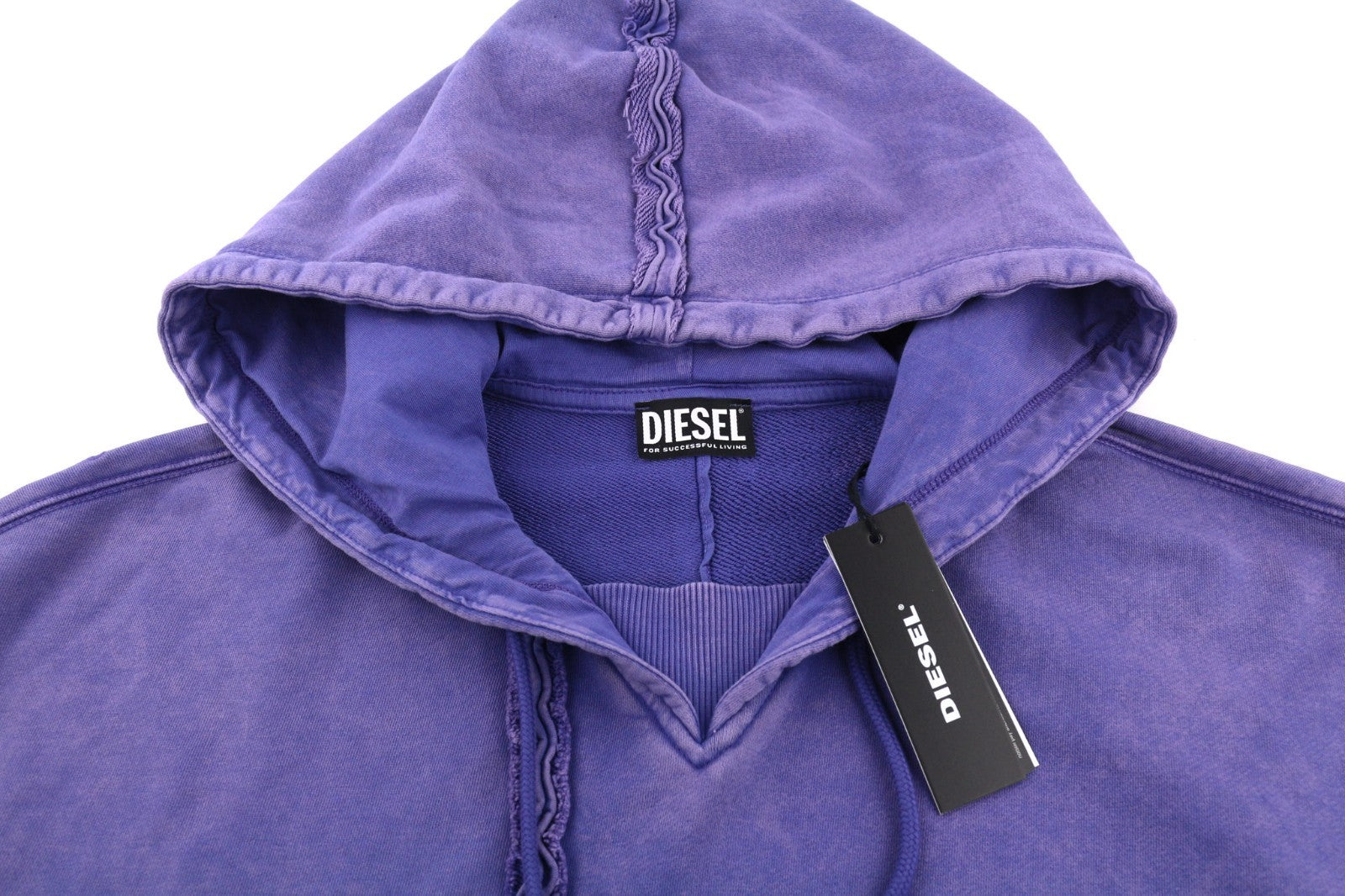 DIESEL F-Mikky Women Hoodie M Blue Washed Hooded Asym Pocket Strap RRP195