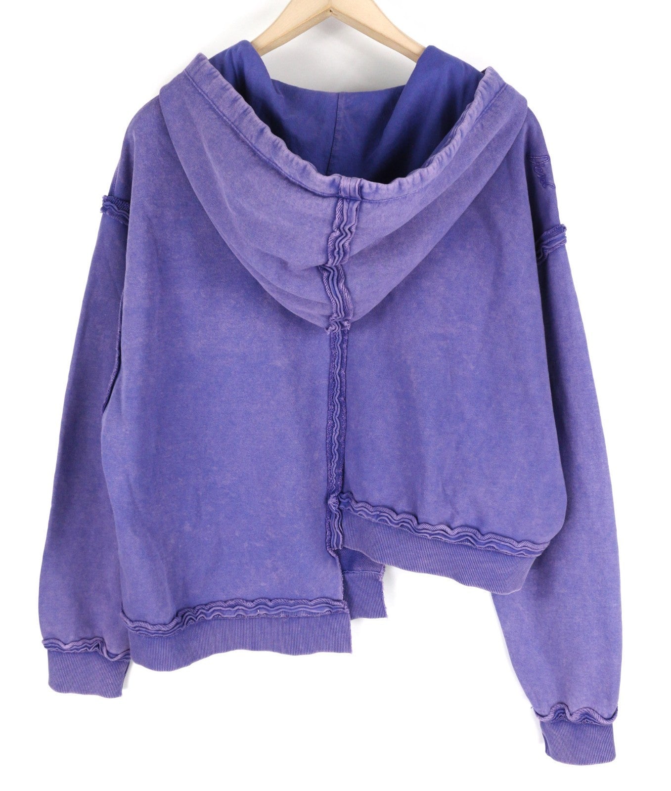 DIESEL F-Mikky Women Hoodie XL Blue Washed Hooded Asym Pocket Strap RRP195