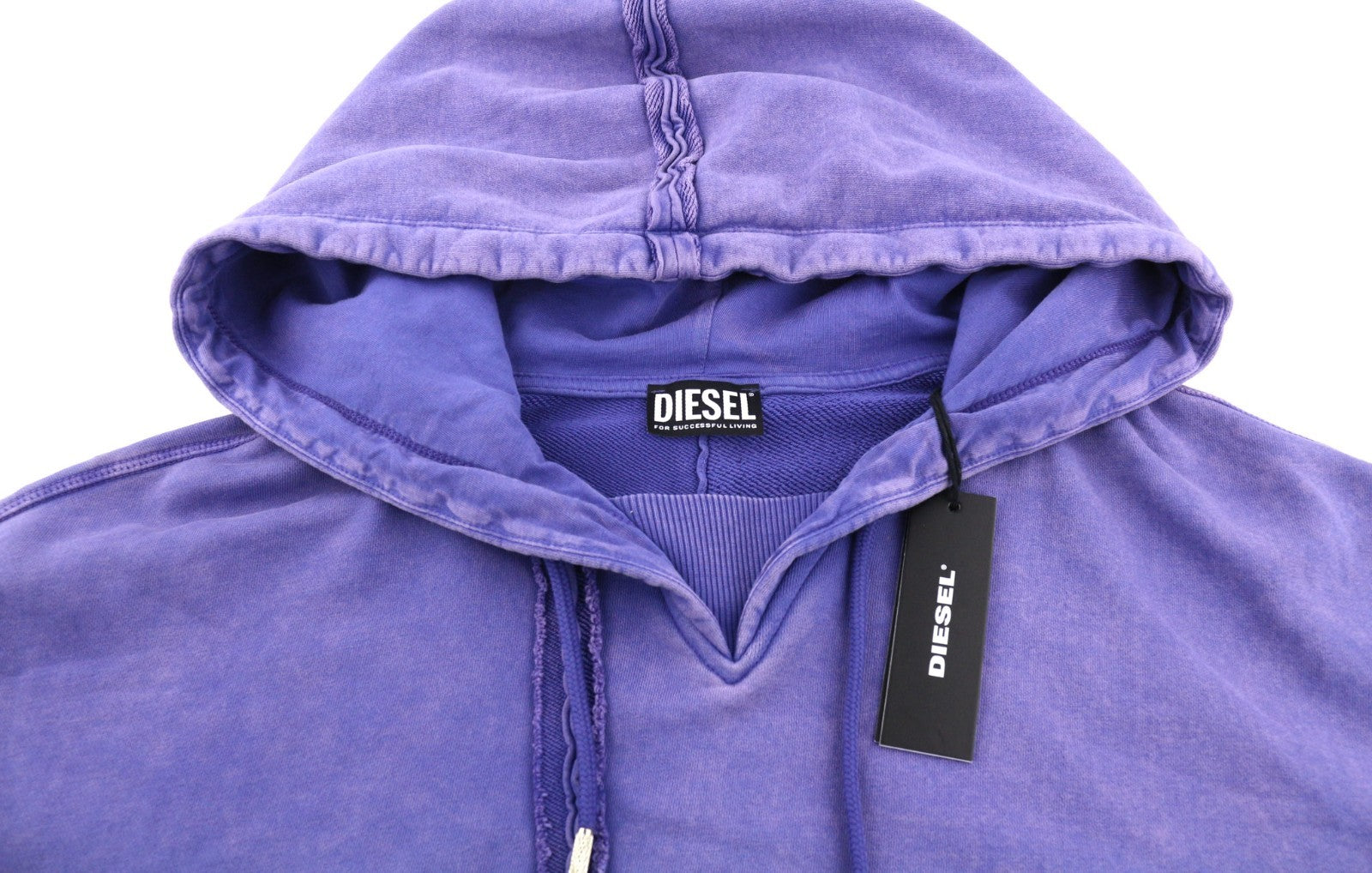 DIESEL F-Mikky Women Hoodie XL Blue Washed Hooded Asym Pocket Strap RRP195