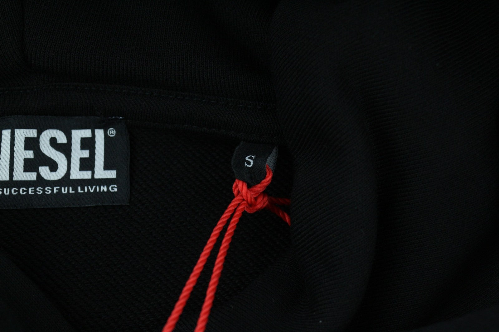 DIESEL F-Reggy-Hood Women Hoodie S Black Pullover Logo Straps Long Sleeve RRP175