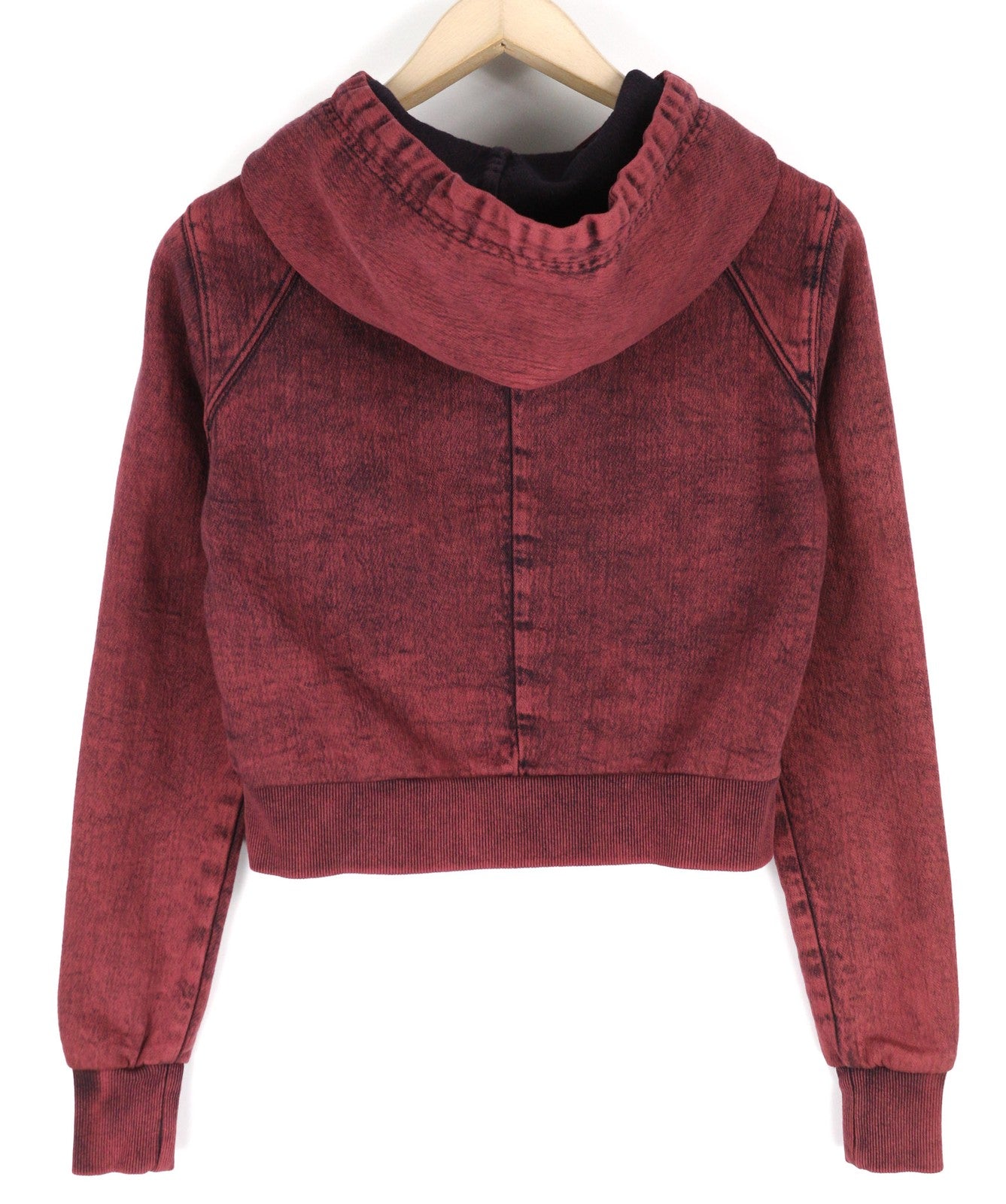 DIESEL D-Angy-Hood Women Hoodie S Burgundy Cropped Pullover Kangaroo RRP300