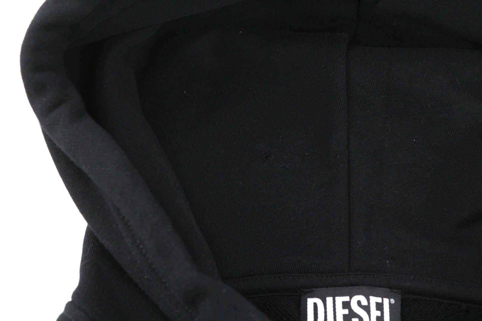 DIESEL F-Kral-B1 Women Hoodie S Black Cropped Pullover Logo Straps Hood