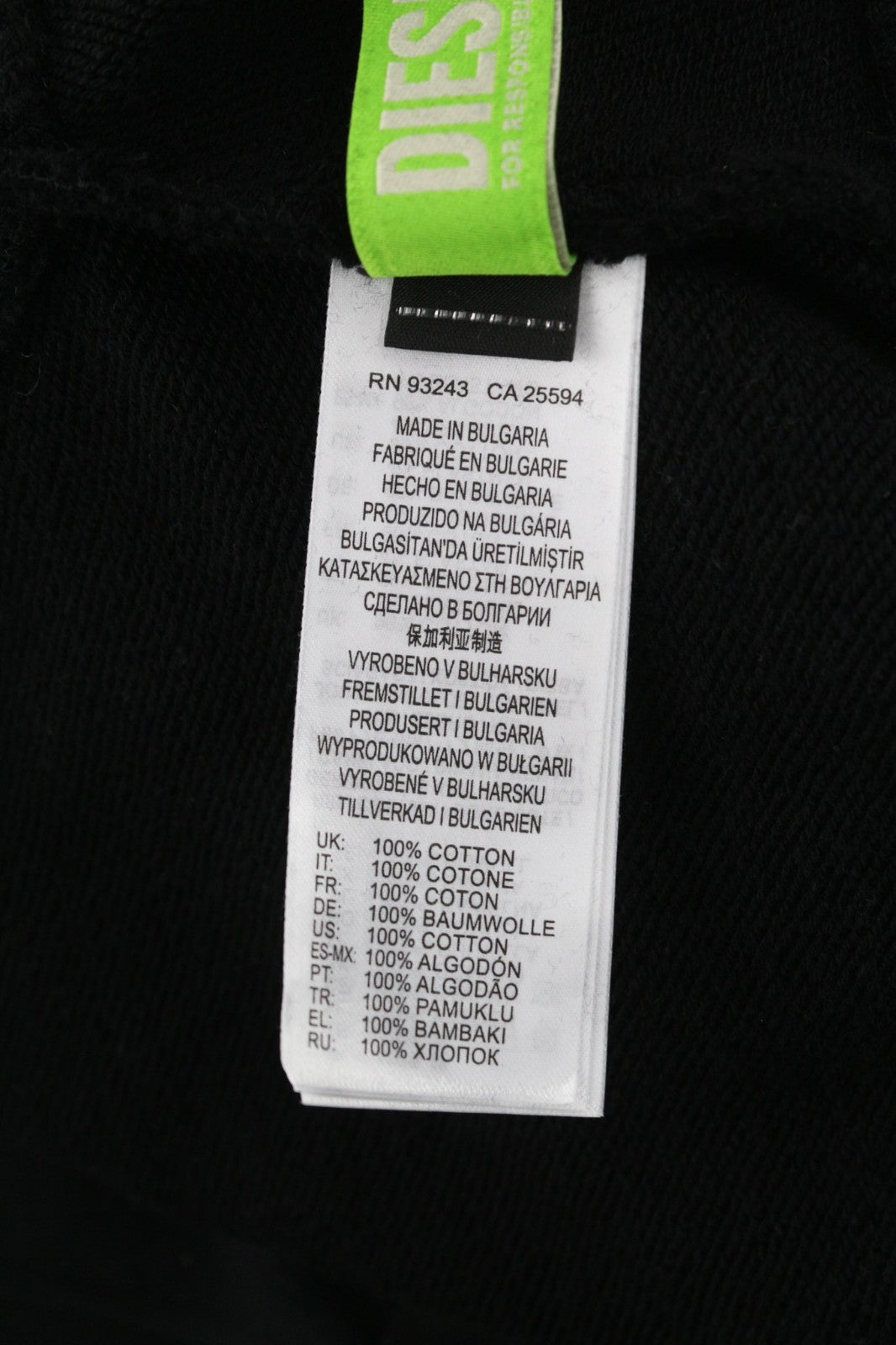 DIESEL F-Kral-B1 Women Hoodie S Black Cropped Pullover Logo Straps Hood