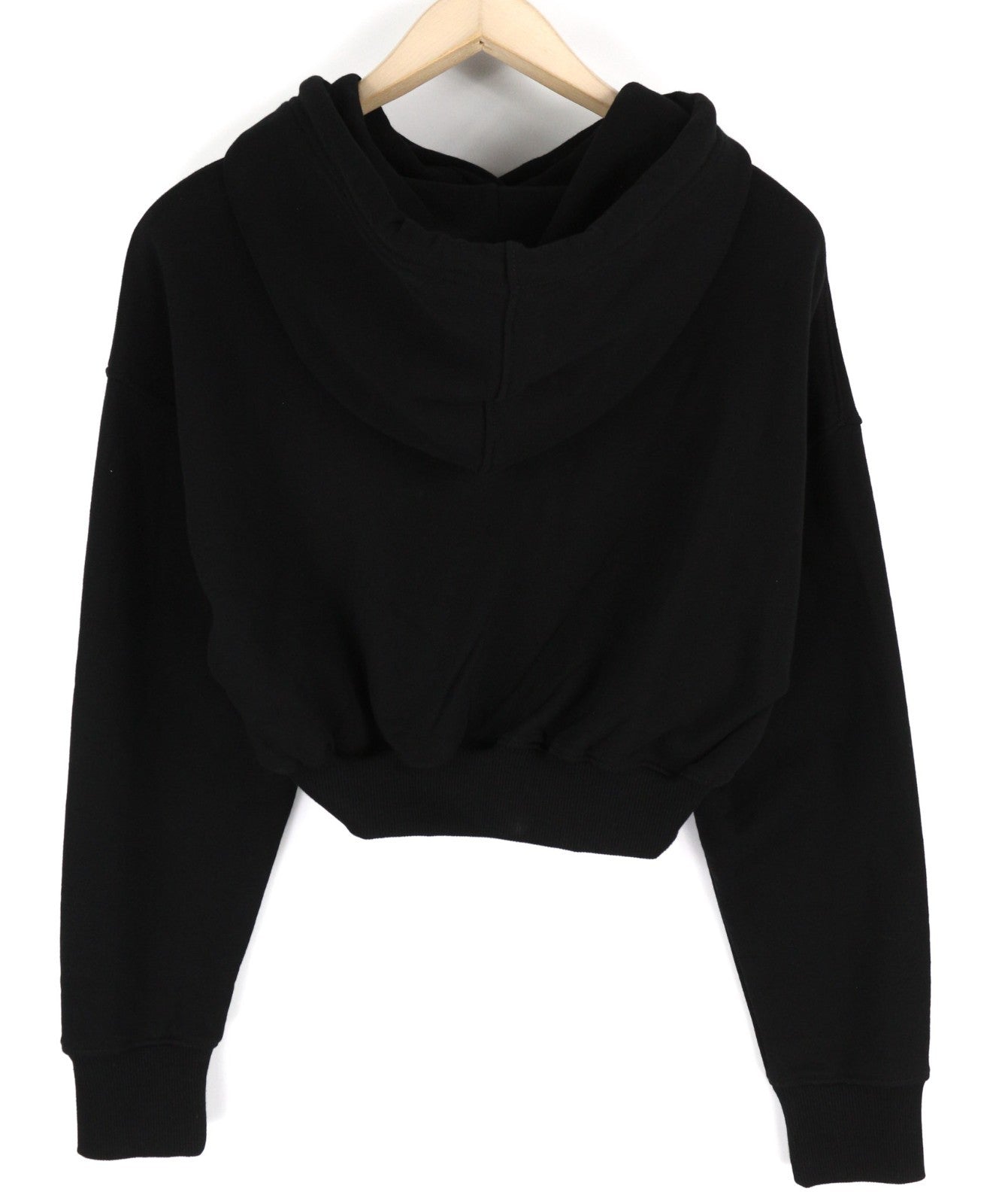 DIESEL F-Kral-B1 Women Hoodie S Black Cropped Pullover Logo Strap Hood