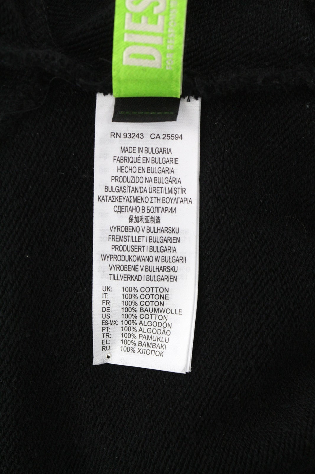 DIESEL F-Kral-B1 Women Hoodie S Black Cropped Pullover Logo Strap Hood