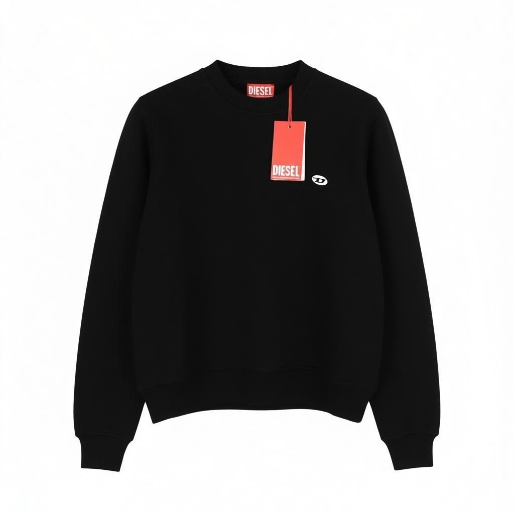 DIESEL F-Reggy-Doval Women Sweatshirt XS Black Pullover Crew Long Sleeve RRP175