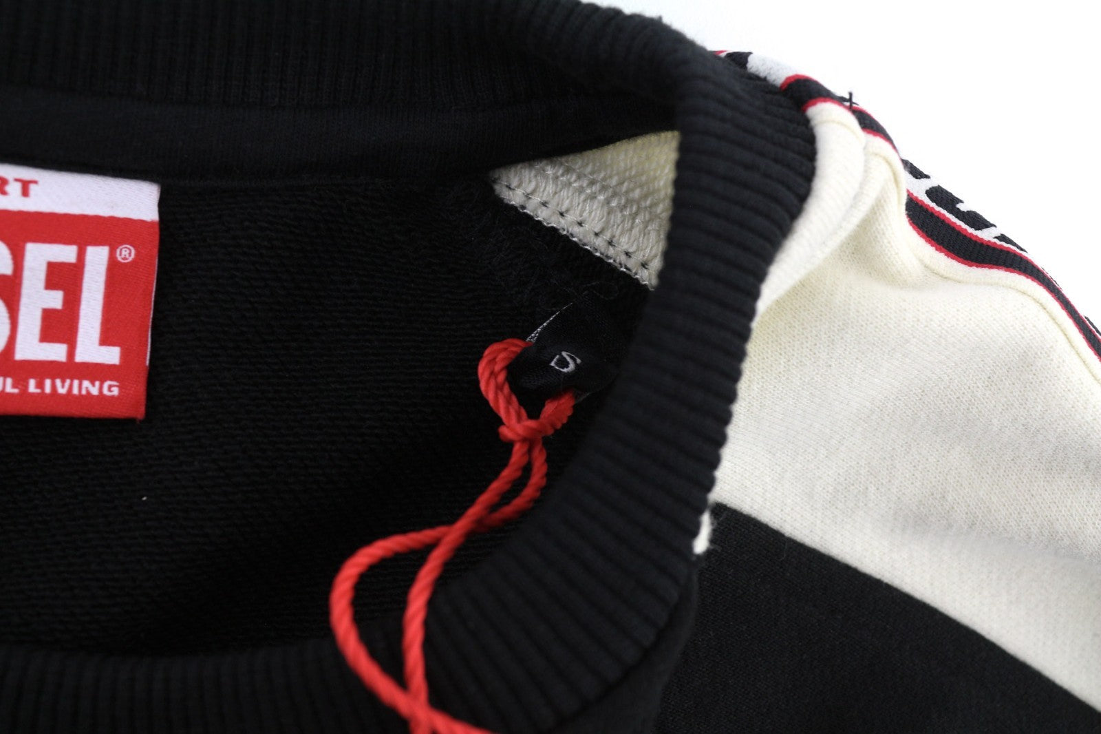 DIESEL Amst-Baweey Men Sweatshirt S Black 55DSL Pullover Crew Logo RRP€155