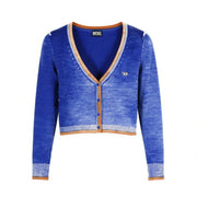 DIESEL M-Arika Women Jumper S Blue Washed Wool Knit Cardigan Buttoned RRP300