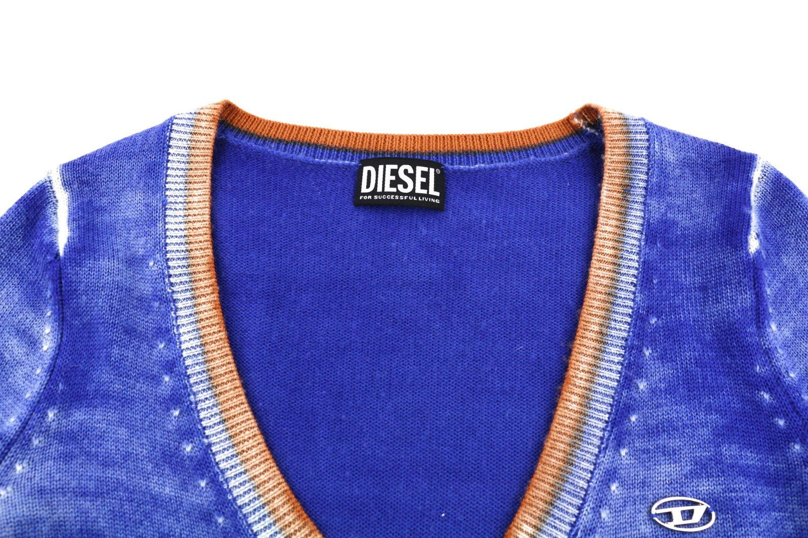 DIESEL M-Arika Women Jumper S Blue Washed Wool Knit Cardigan Buttoned RRP300