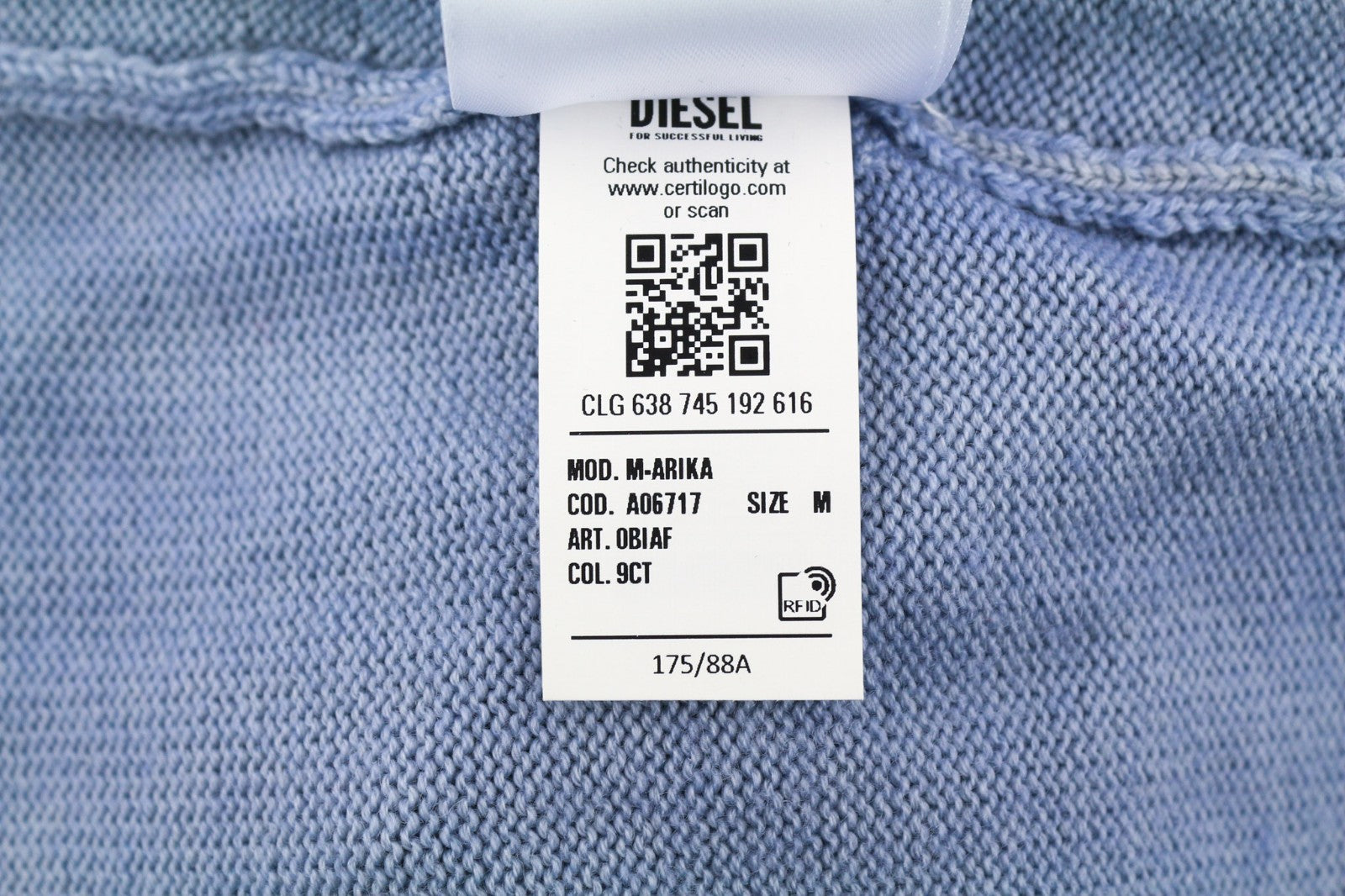 DIESEL M-Arika Women Jumper M Light Blue Washed Wool Knit Cardigan RRP300