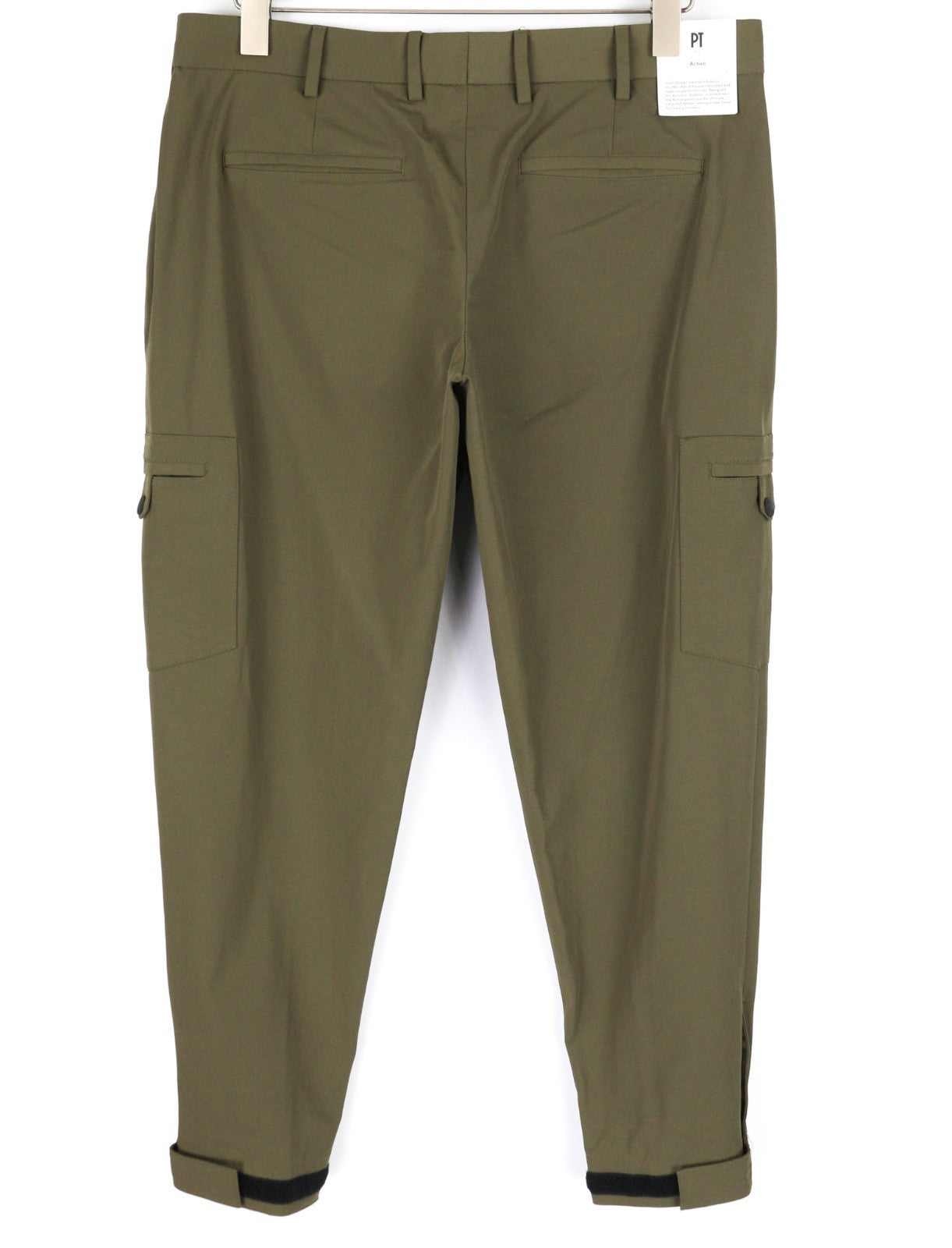 PT TORINO Gamma Men's Trousers 50 W35 Khaki Slim Cargo Stretch Zip Pockets