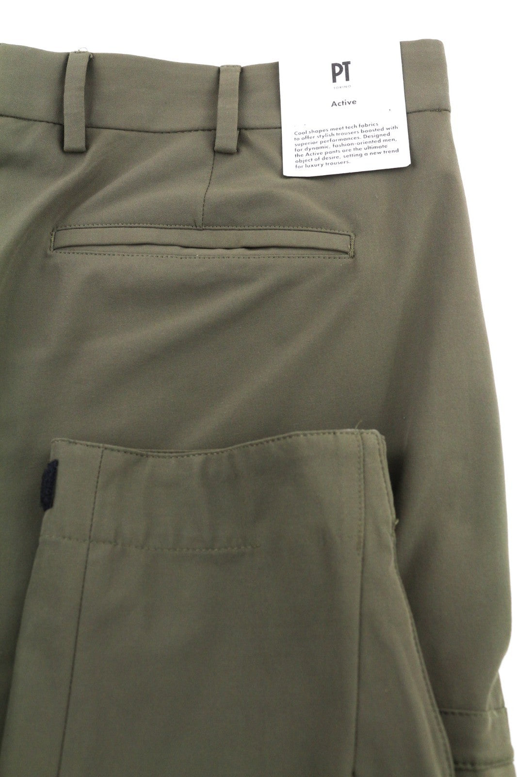 PT TORINO Gamma Men's Trousers 50 W35 Khaki Slim Cargo Stretch Zip Pockets