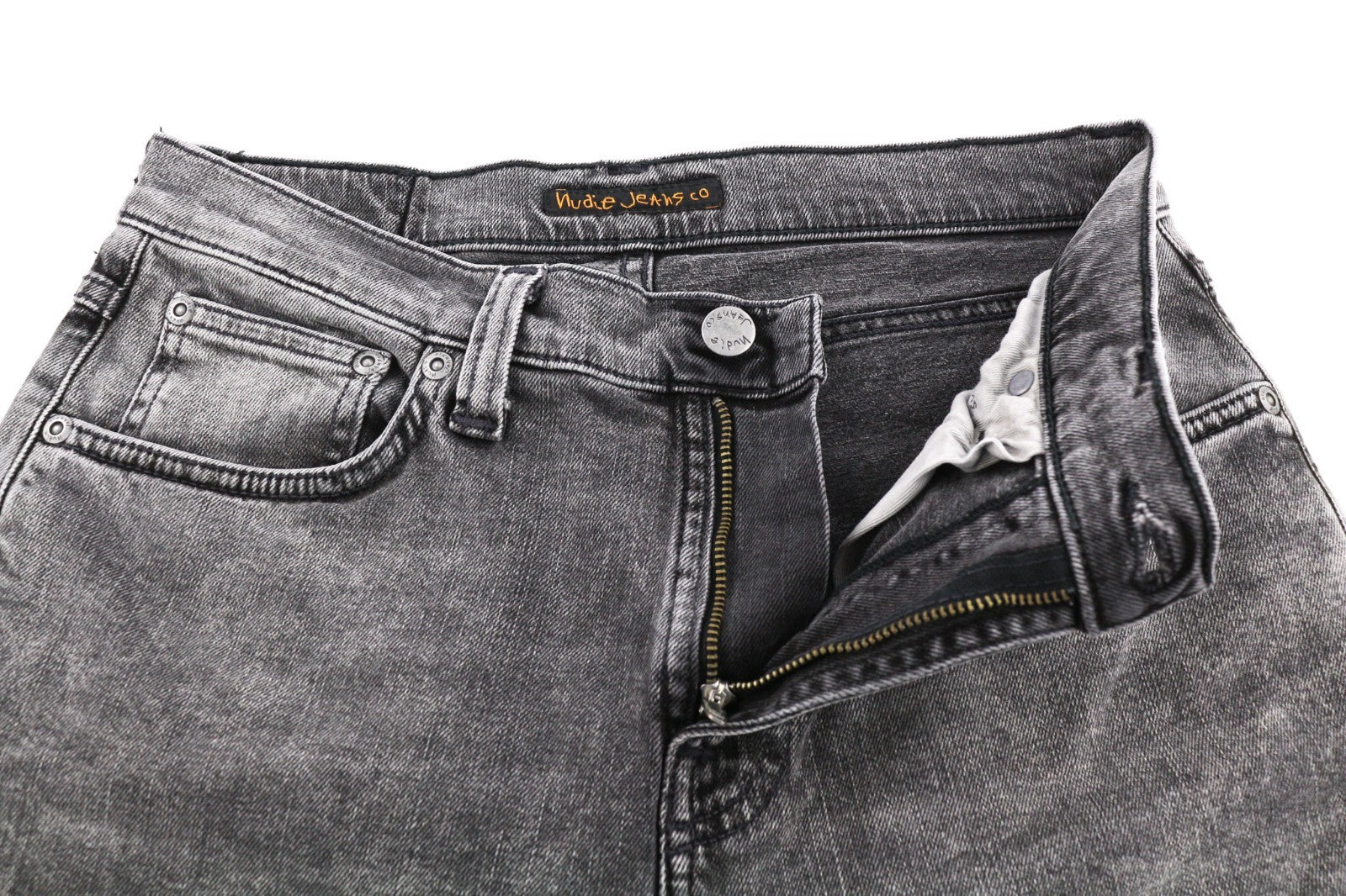 NUDIE JEANS Pile Led Men's Jeans W30/L32 Grey Marble Organic Skinny Washed Zip