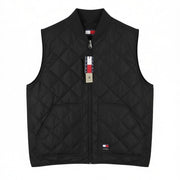TOMMY HILFIGER Reg Entry Men Waistcoat XL Black Quilted Bomber Neck Full Zip