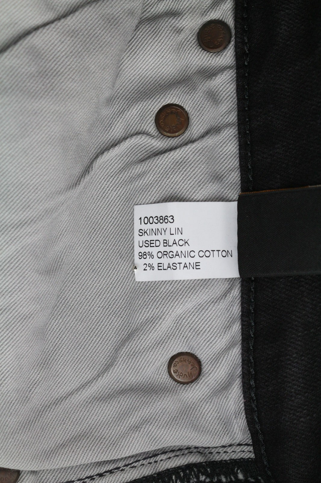 NUDIE JEANS Skinny Lin Men's Jeans W30/L32 Used Black Organic Washed Zip Fly