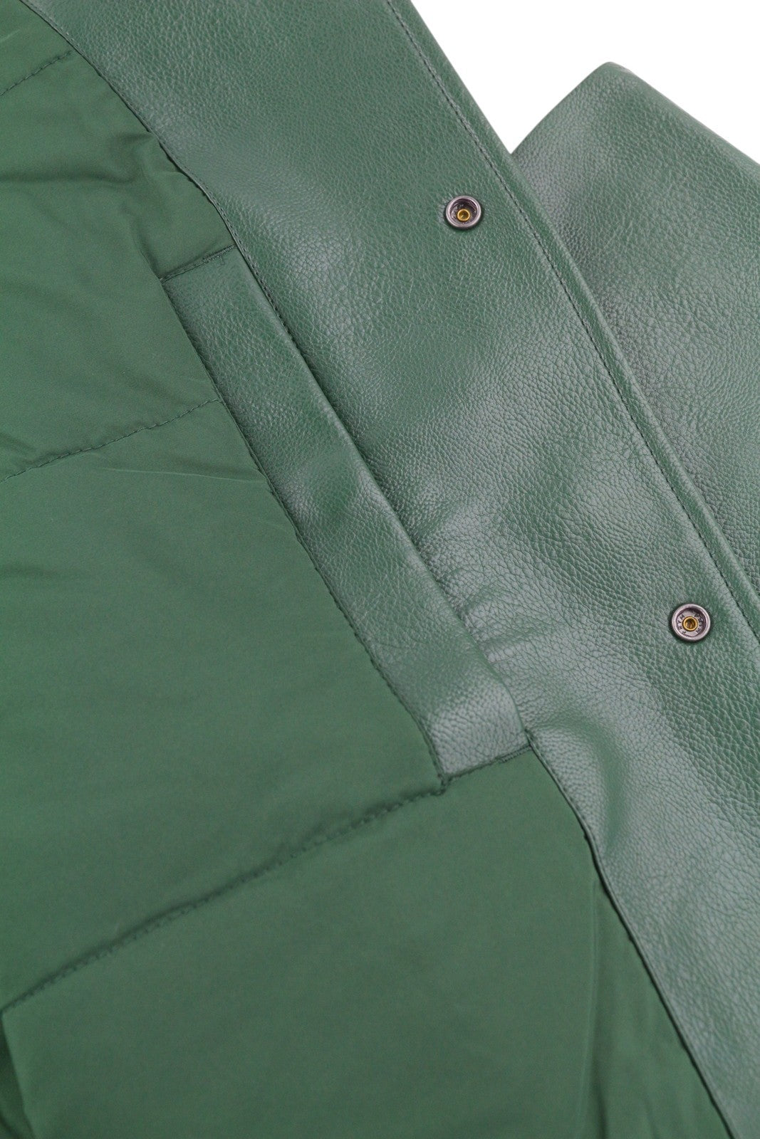 TOMMY HILFIGER RLX Faux Leather Men Jacket L Green Snap Buttons Bomber RRP259