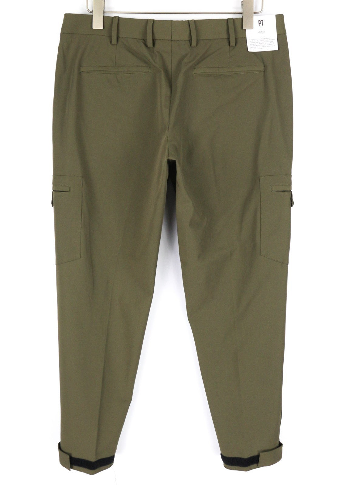 PT TORINO Gamma Men's Trousers 50 W35 Khaki Slim Cargo Stretch Zip Fly Pockets