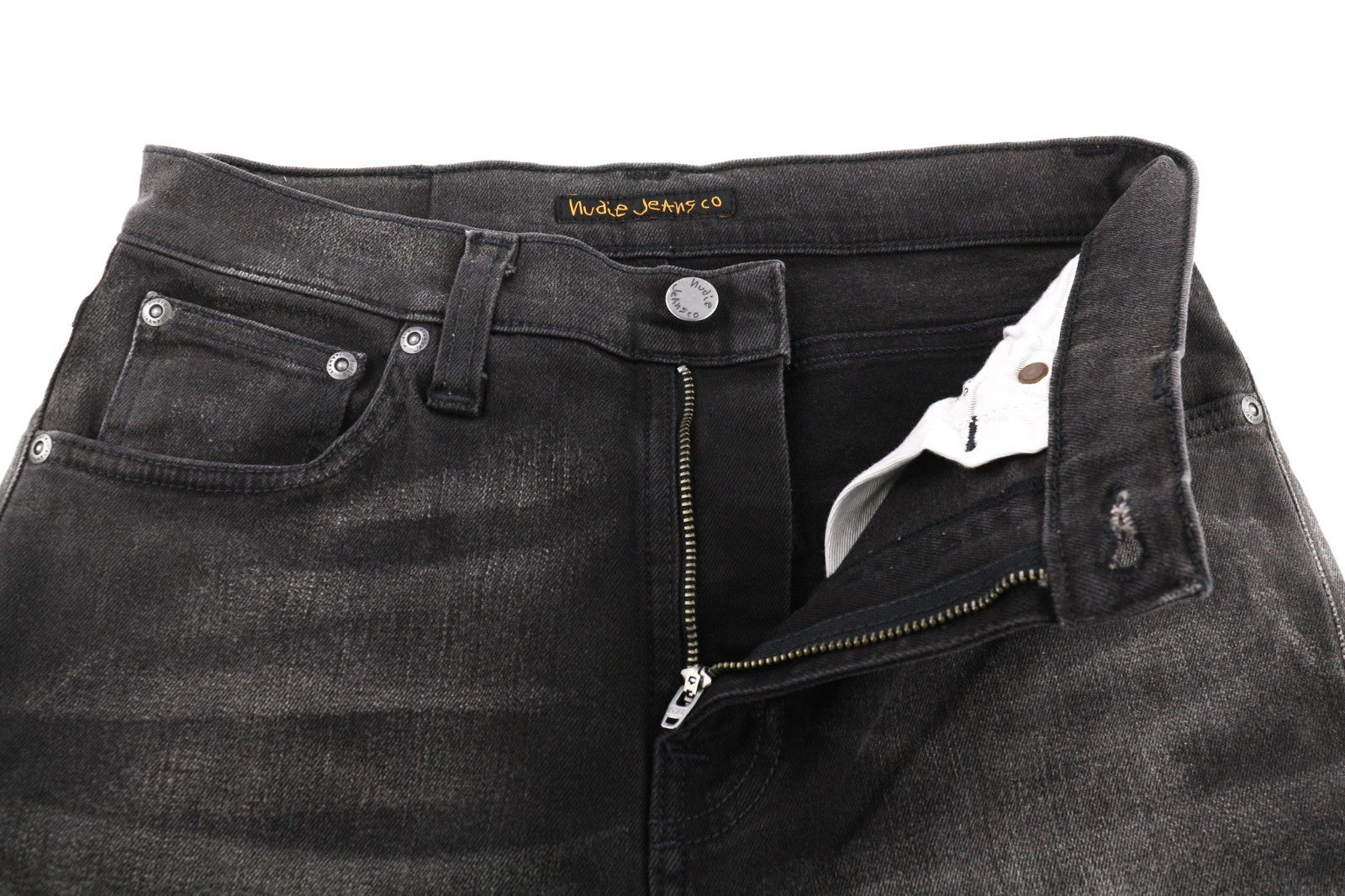 NUDIE JEANS Pipe Led Men's Jeans W29/L32 Grey Marble Organic Skinny Washed Zip