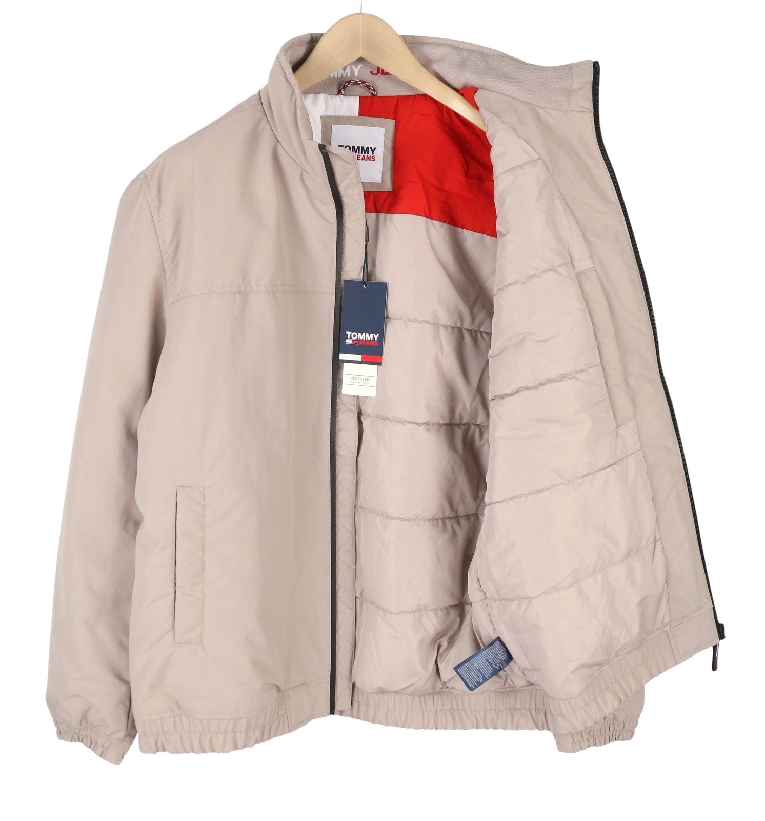 TOMMY HILFIGER Essential Padded Men Jacket 2XL Pink High Neck Padded Bomber