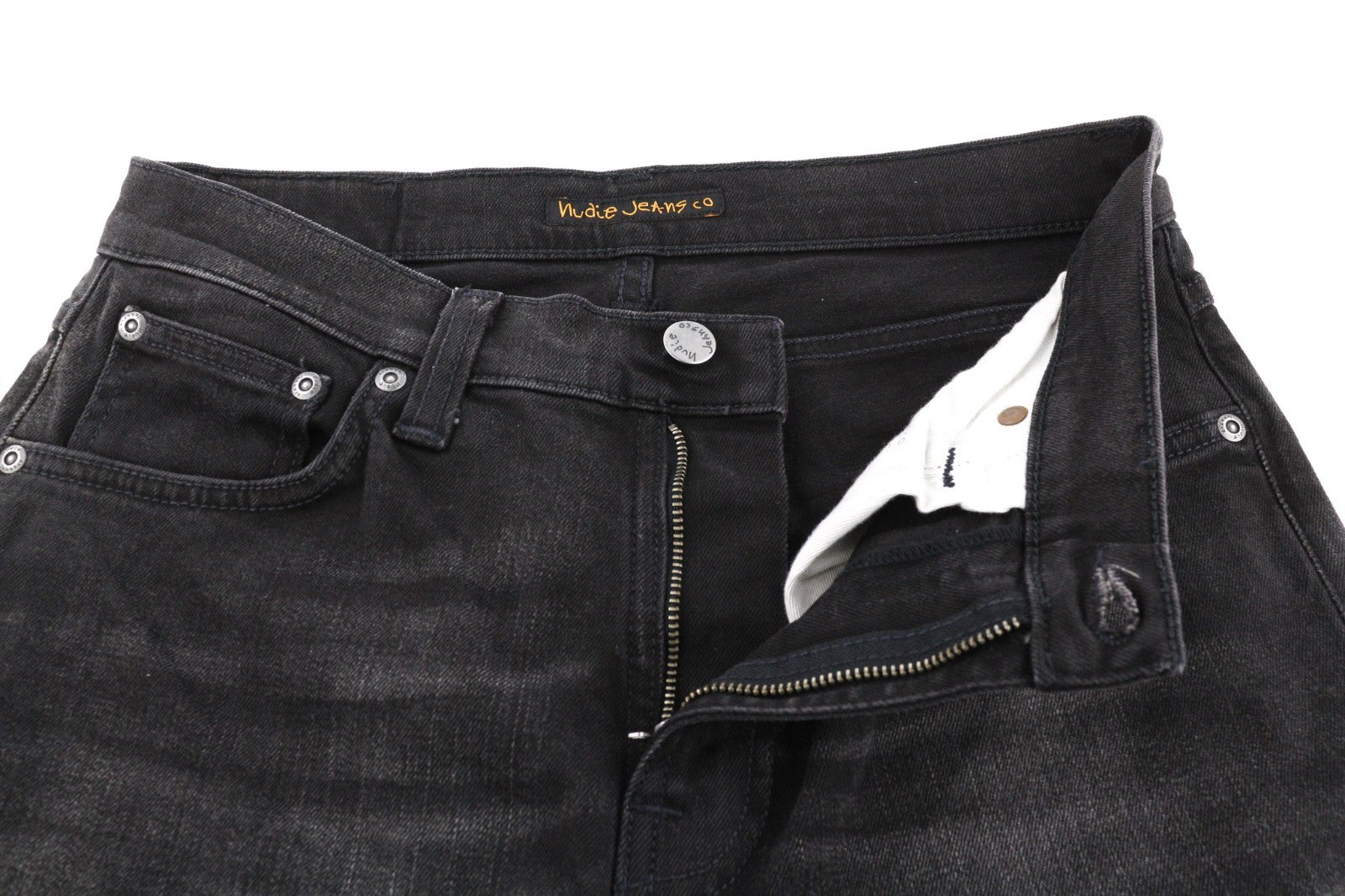 NUDIE JEANS Pipe Led Men's Jeans W30/L32 Grey Marble Organic Skinny Washed Zip