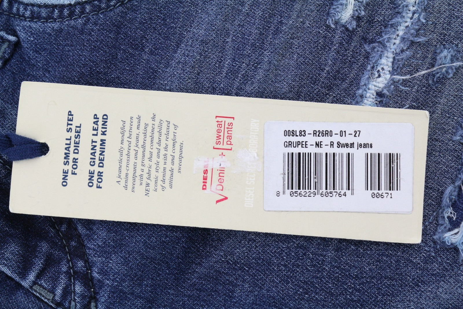 DIESEL Grupee-NE 0662L Women's Jeans W27 Blue Jogg Sweat Slim Skinny RRP199