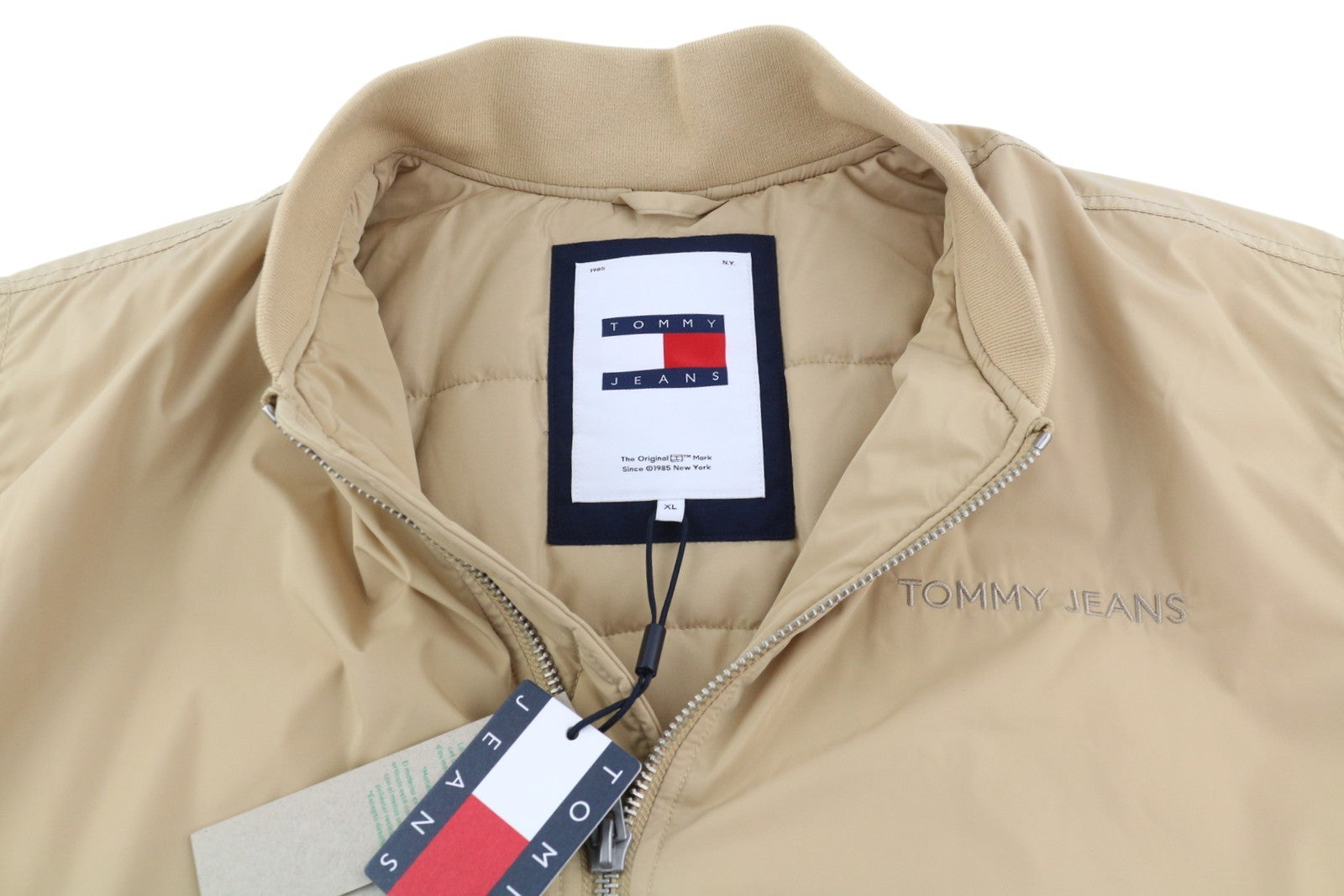 TOMMY HILFIGER Classics Bomber Men Jacket XL Beige Padded Full Zip Bomber RR209