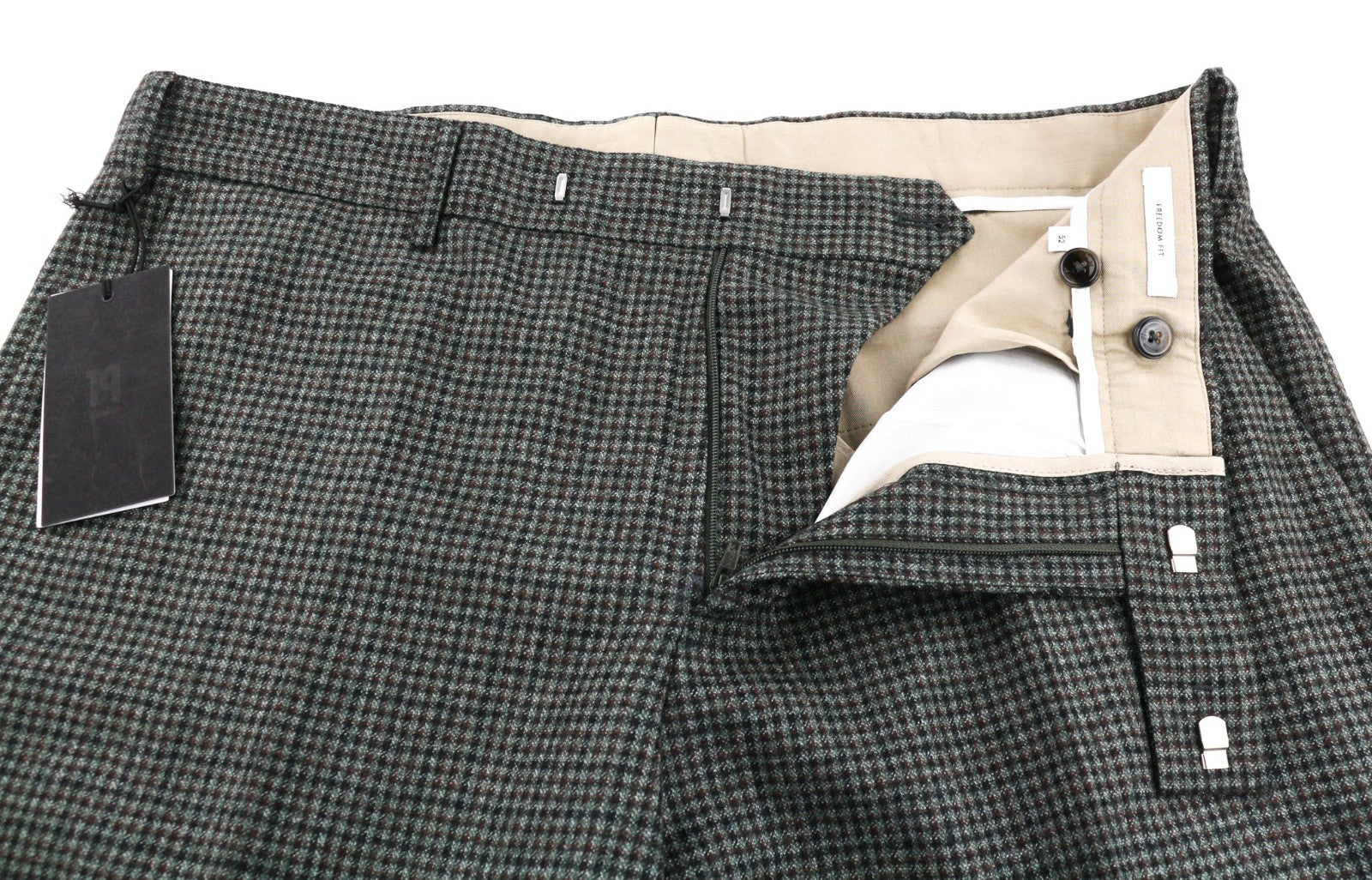 PT TORINO Men's Trousers 52 W37 Freedom Fit Grey Brown Wool Patterned Pleated