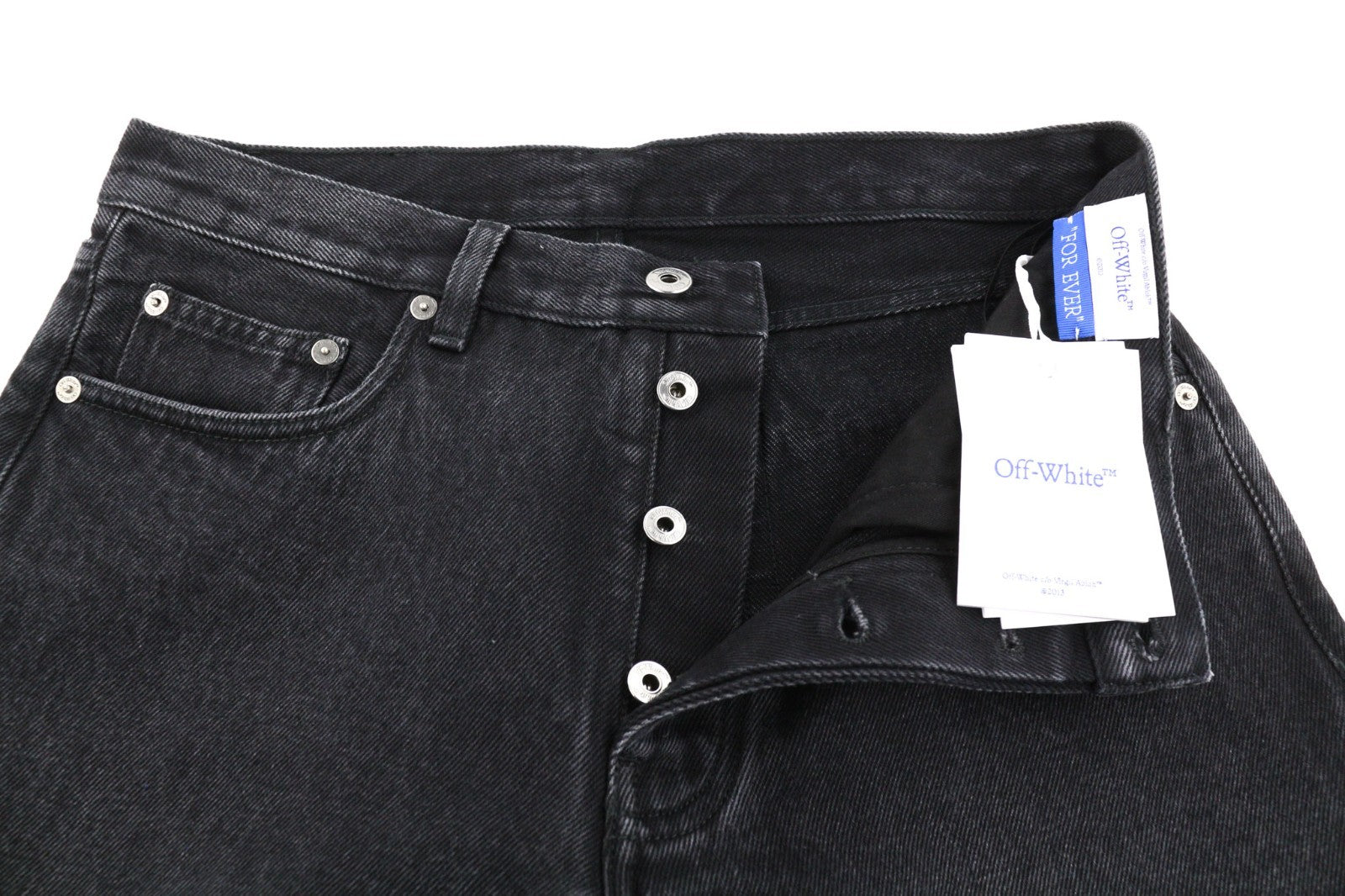 OFF-WHITE Men's Jeans W34 Vintage Black Tapered Fit Cotton 5-Pocket RRP475