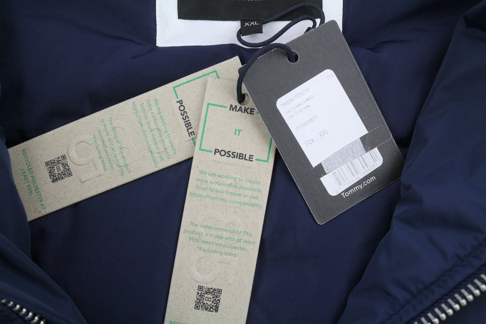 TOMMY HILFIGER Classics Bomber Men Jacket 2XL Night Navy Padded Bomber RRP260