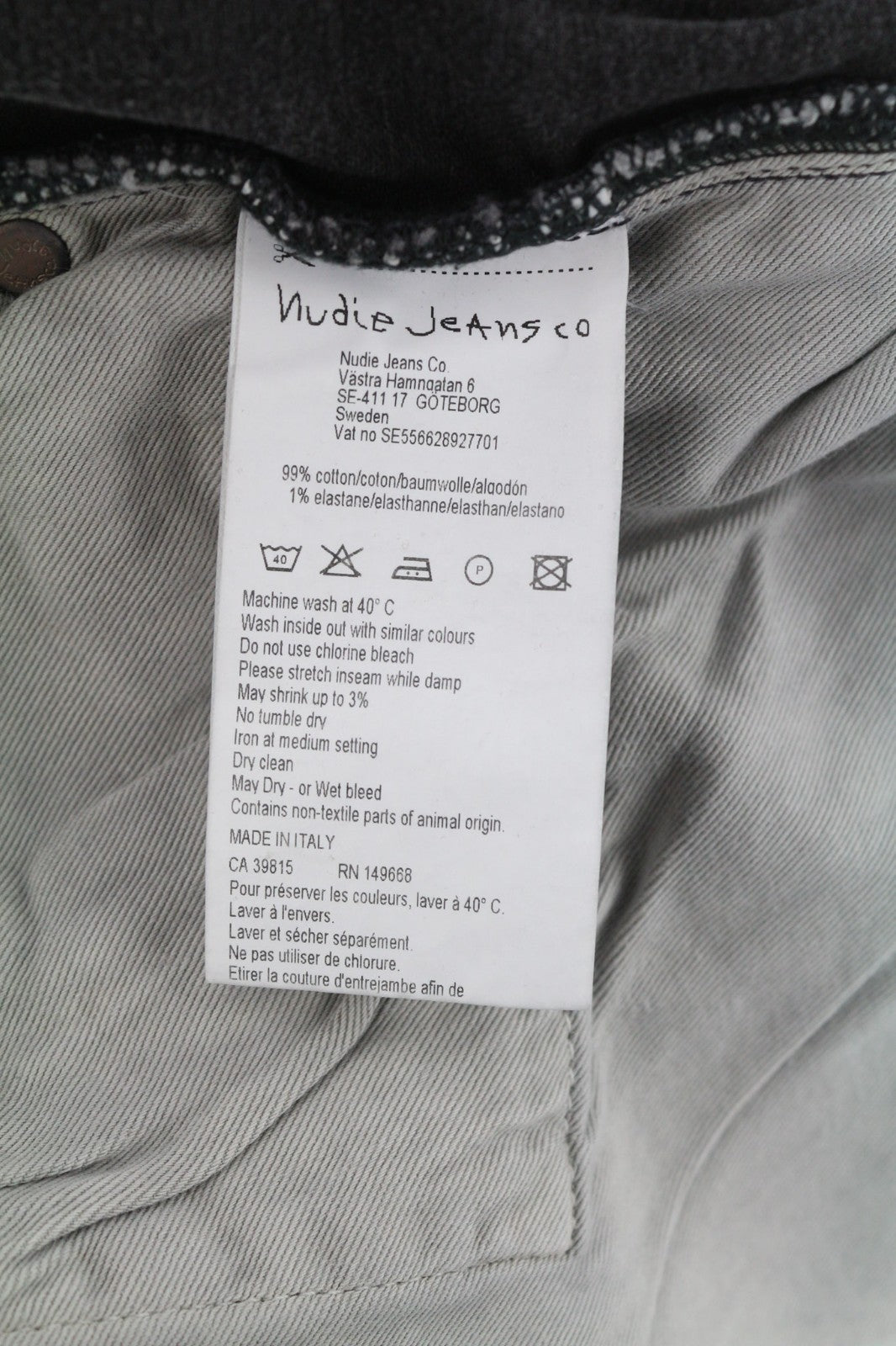 NUDIE JEANS Pile Led Men's Jeans W30/L30 Grey Marble Organic Skinny Washed Zip