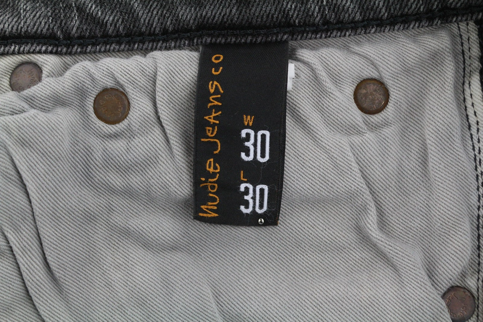 NUDIE JEANS Pile Led Men's Jeans W30/L30 Grey Marble Organic Skinny Washed Zip