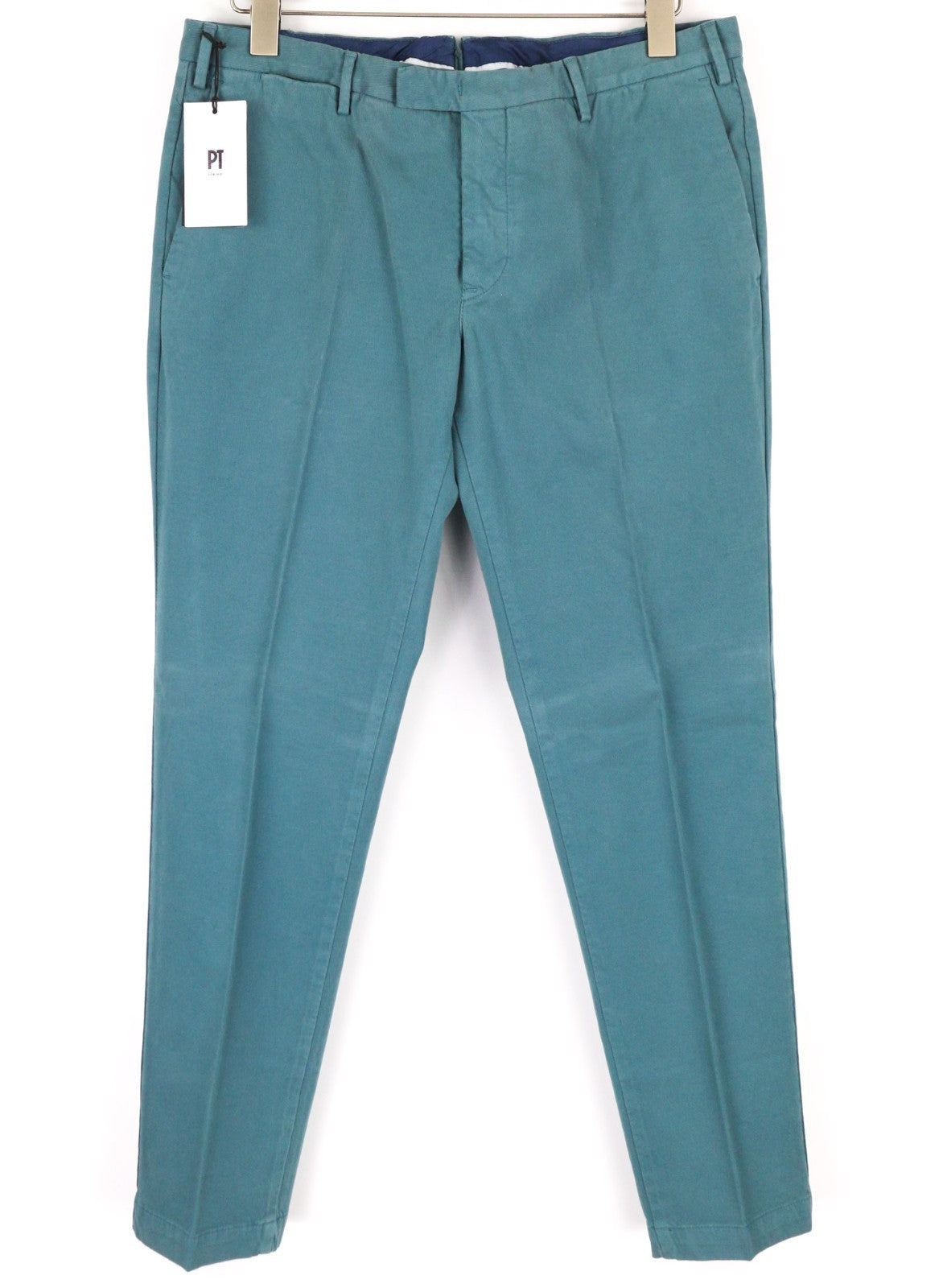 PT TORINO Men's Trousers 54 W38 Blue Skinny Cotton Stretch Pleated Clean Look