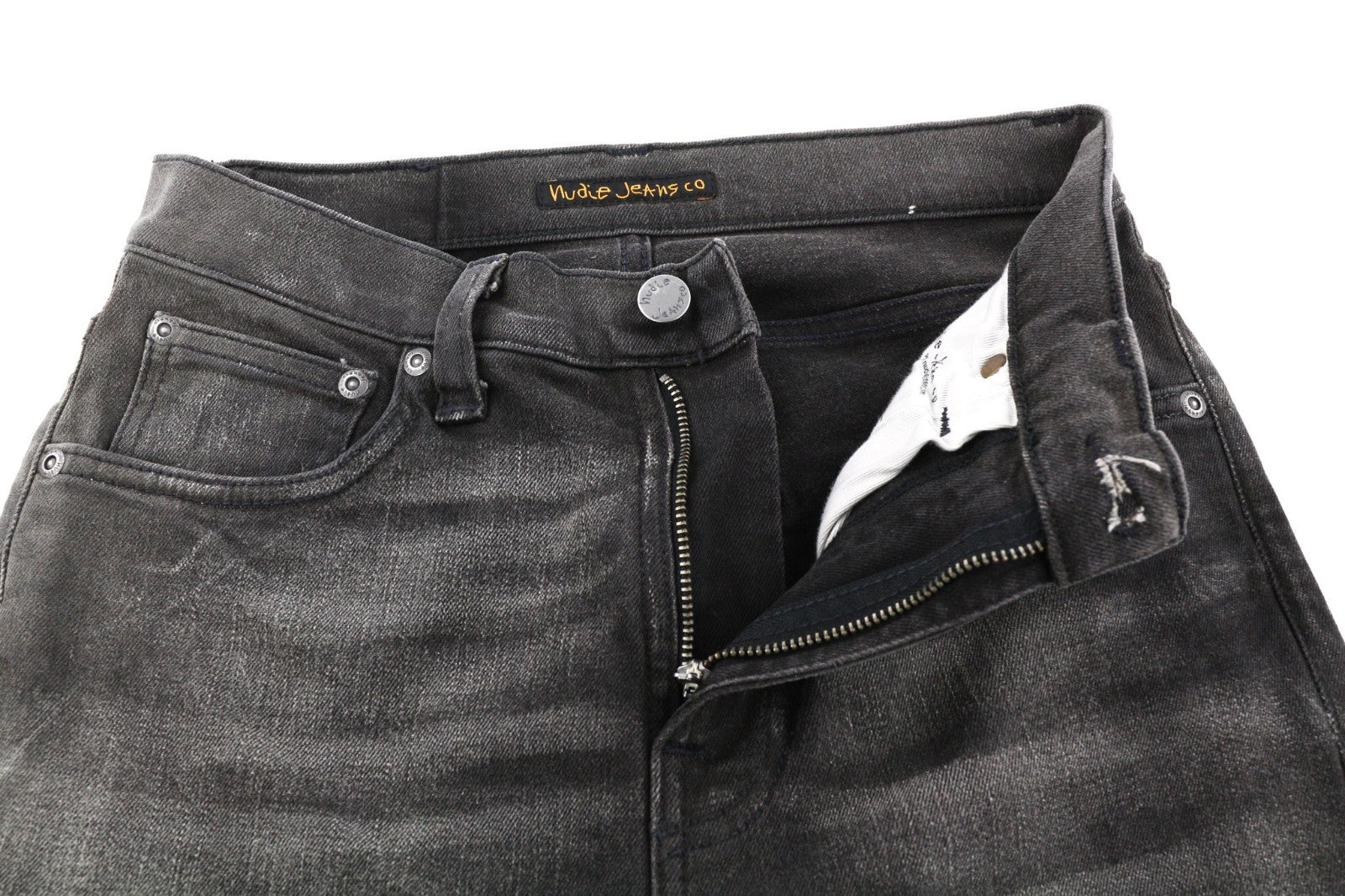 NUDIE JEANS Pipe Led Men's Jeans W28/L32 Grey Marble Organic Skinny Washed Zip