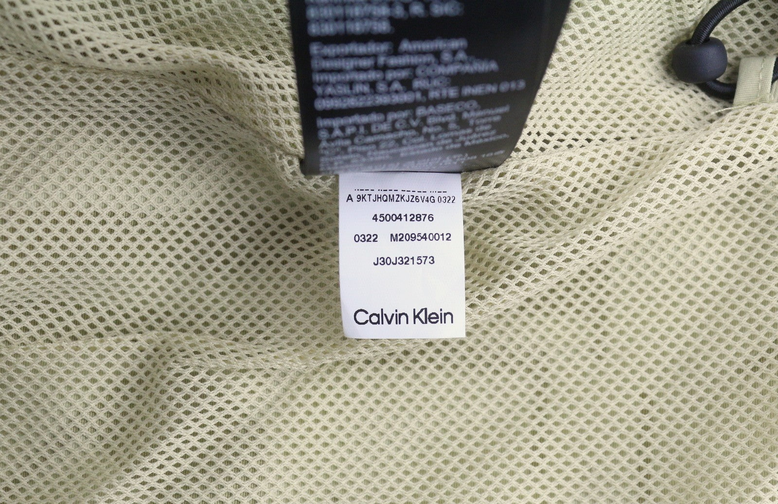 CALVIN KLEIN Mix Media Popover Men Jacket M Green Half Zip Neck Logo Anorak