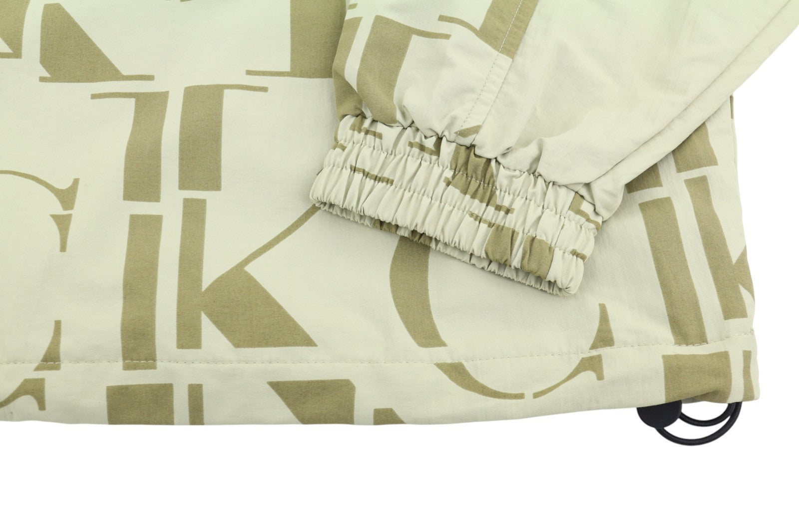 CALVIN KLEIN Mix Media Popover Men Jacket M Green Half Zip Neck Logo Anorak