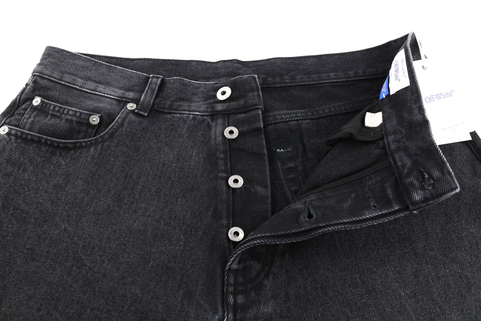 OFF-WHITE Men's Jeans W31 Vintage Black Buttoned Zip Detail Skate Style RRP550