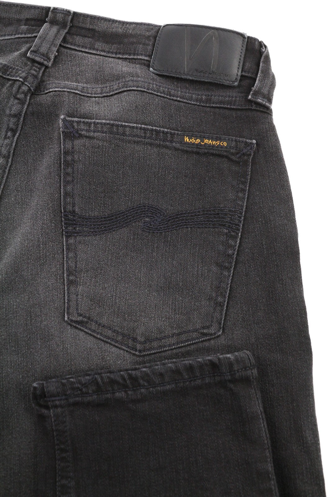 NUDIE JEANS Skinny Lin Men's Jeans W30/L32 Used Black Organic Ripped Washed Zip