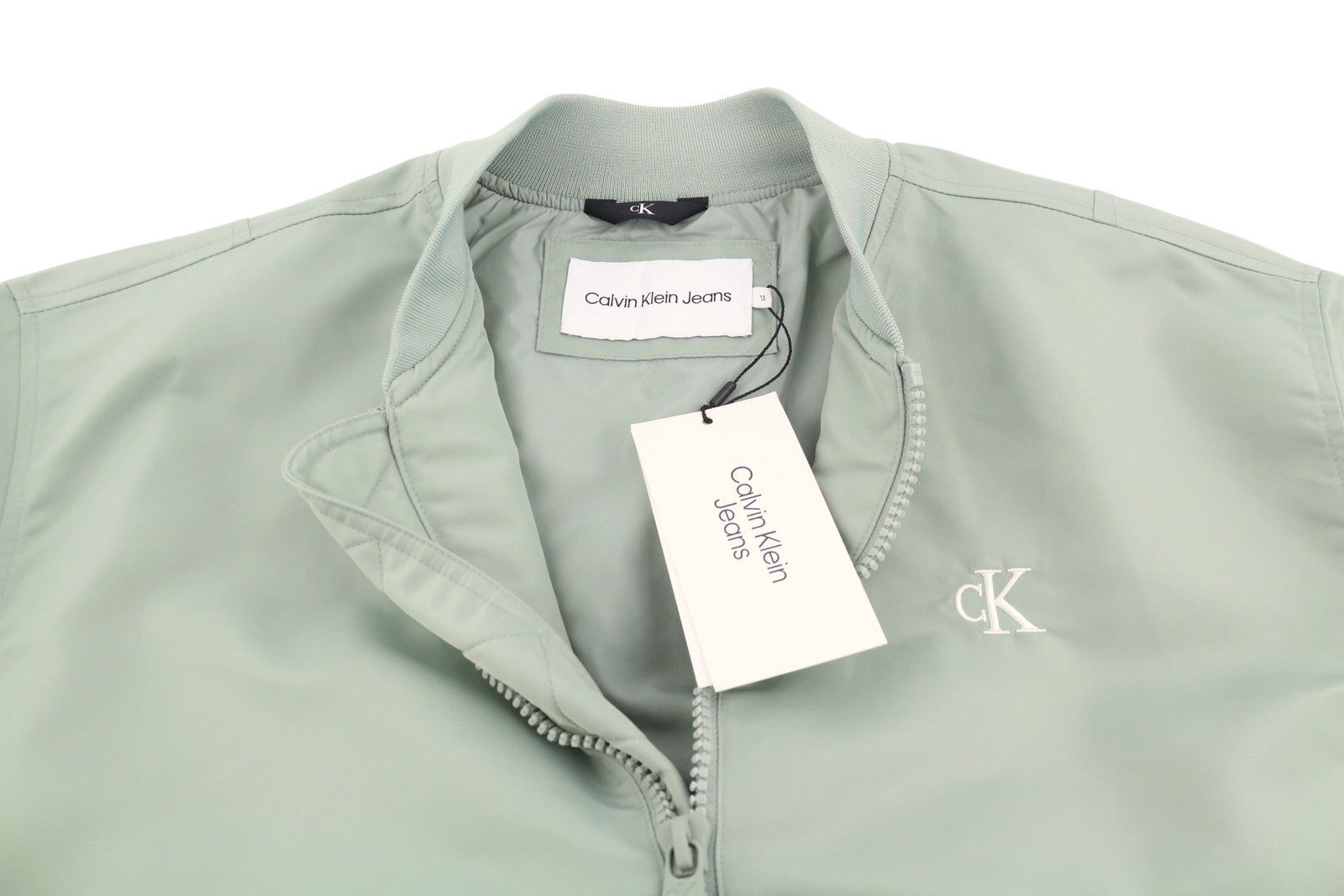 CALVIN KLEIN Men Jacket M Slate Grey Insulated Full Zip Logo Bomber RRP129