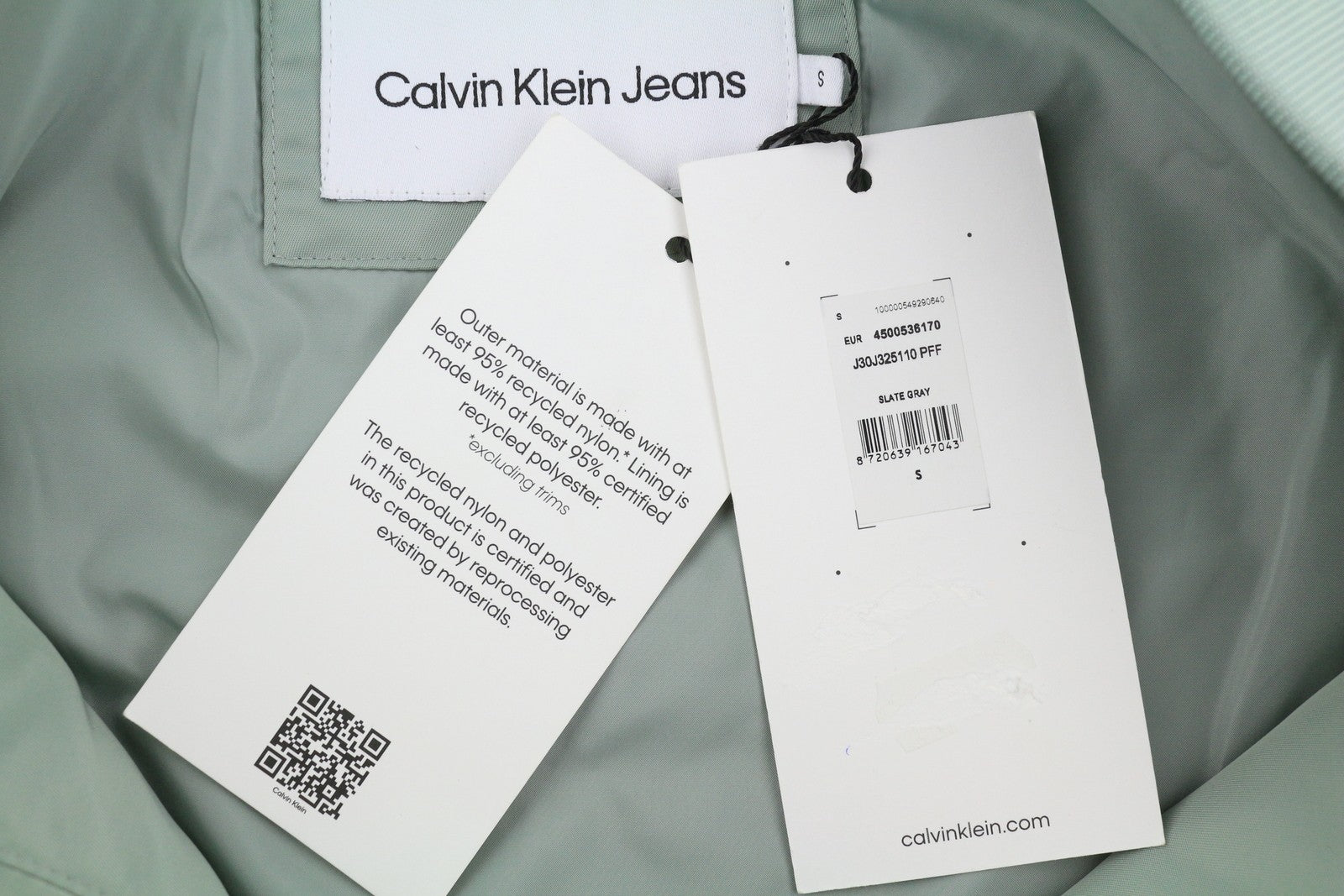 CALVIN KLEIN Men Jacket S Slate Grey Insulated Full Zip Logo Bomber RRP129