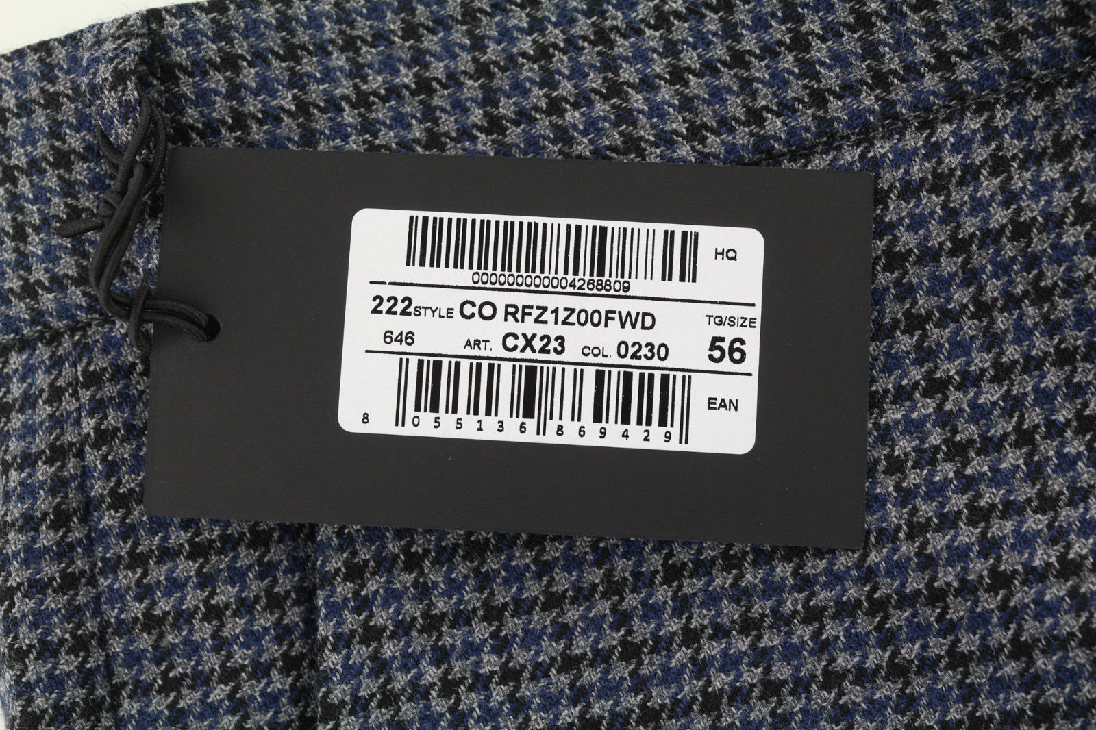 PT TORINO Men's Trousers 56 W39 Blue Grey Rebel Fit Wool Patterned Pleated