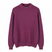 CALVIN KLEIN Men Jumper S Purple Faded Mock Neck Tight-Knit Stretch Pullover