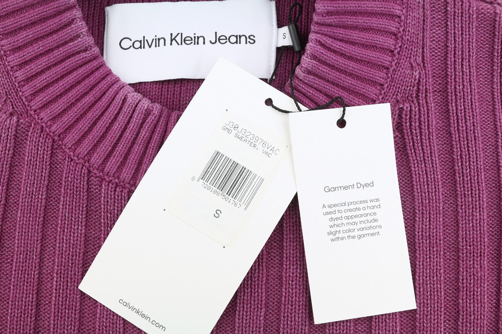 CALVIN KLEIN Men Jumper S Purple Faded Mock Neck Tight-Knit Stretch Pullover