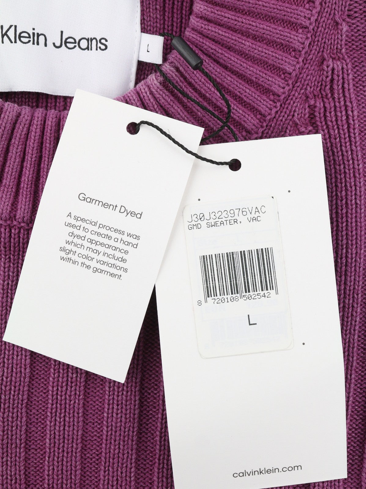 CALVIN KLEIN Men Jumper L Purple Faded Mock Neck Tight-Knit Stretch Pullover
