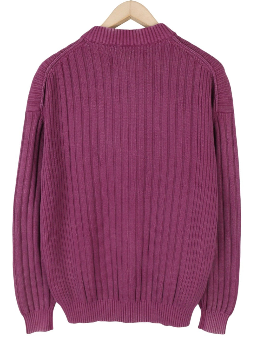 CALVIN KLEIN Men Jumper L Purple Faded Mock Neck Tight-Knit Stretch Pullover