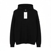 CALVIN KLEIN Men Jumper S Black Cotton Knit Hooded Stretch Logo Pullover