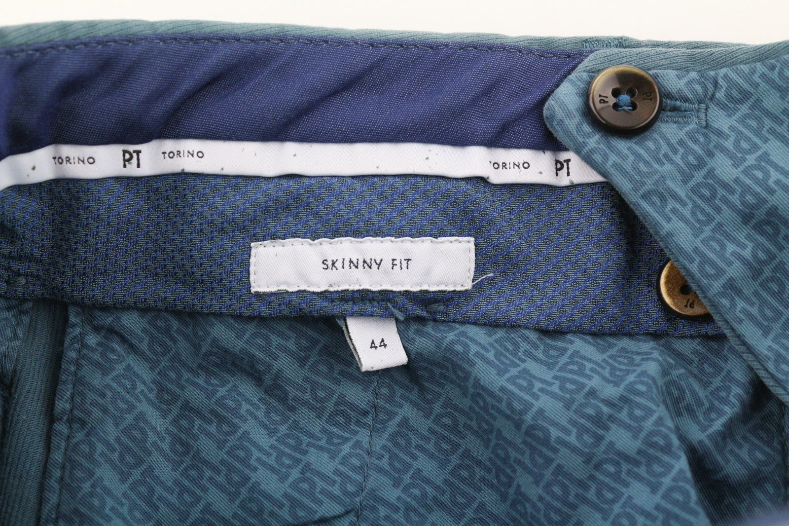 PT TORINO Men's Trousers 44 W28 Blue Skinny Cotton Stretch Pleated Tailored