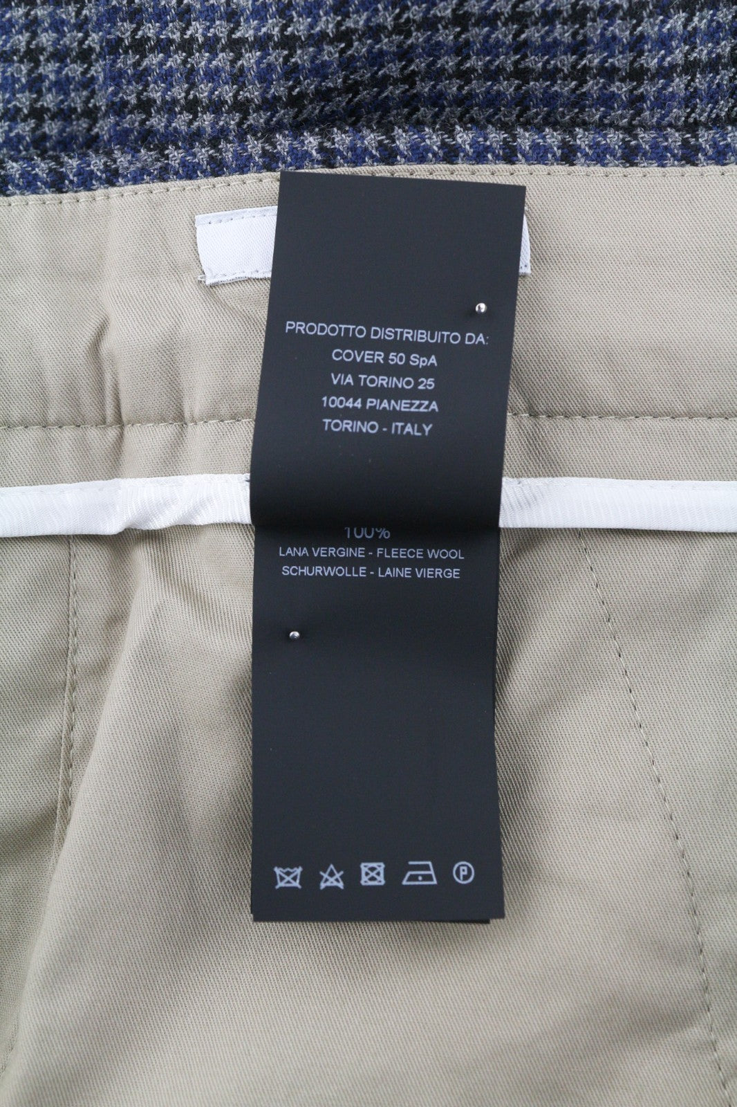 PT TORINO Men's Trousers 54 W39 Blue Grey Rebel Fit Wool Patterned Pleated