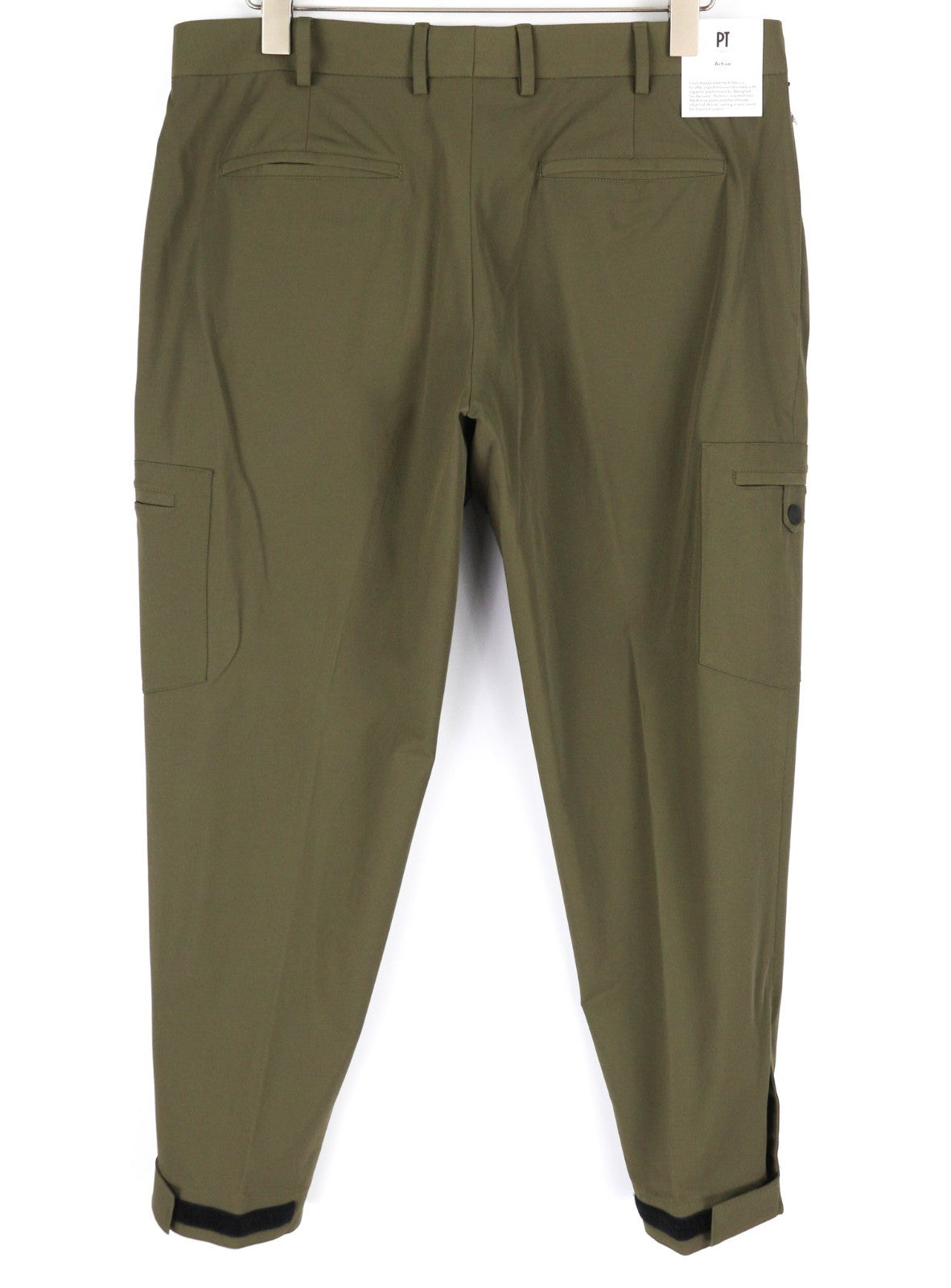 PT TORINO Gamma Men's Trousers 52 W37 Khaki Slim Cargo Stretchy Zip Pockets