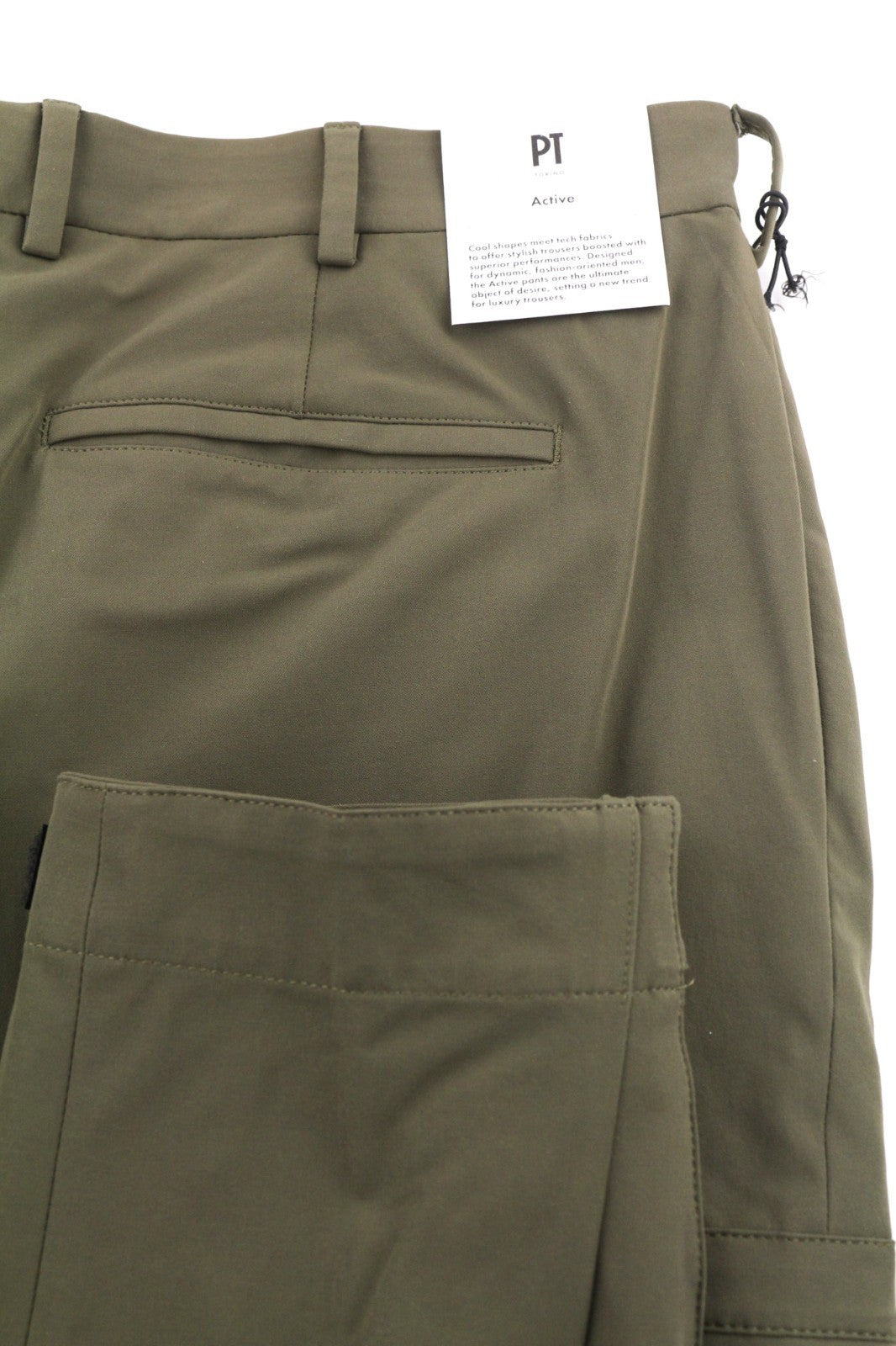 PT TORINO Gamma Men's Trousers 52 W37 Khaki Slim Cargo Stretchy Zip Pockets