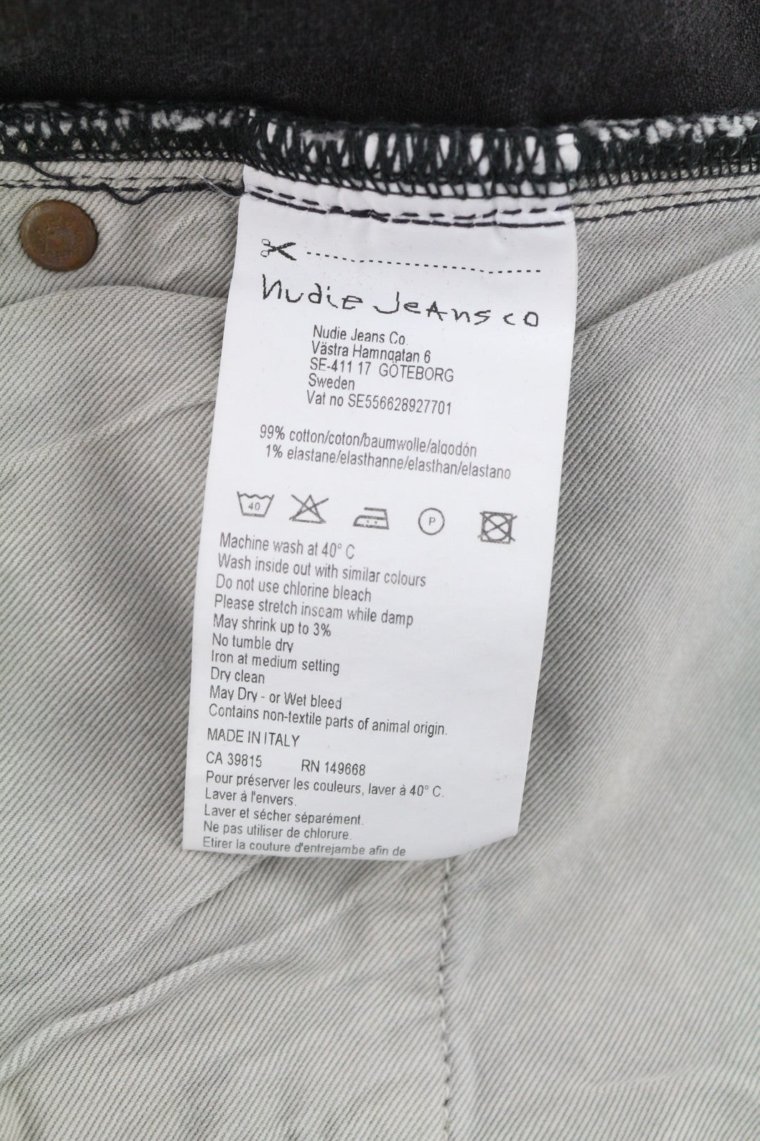 NUDIE JEANS Pile Led Men's Jeans W28/L30 Grey Marble Organic Skinny Washed Zip